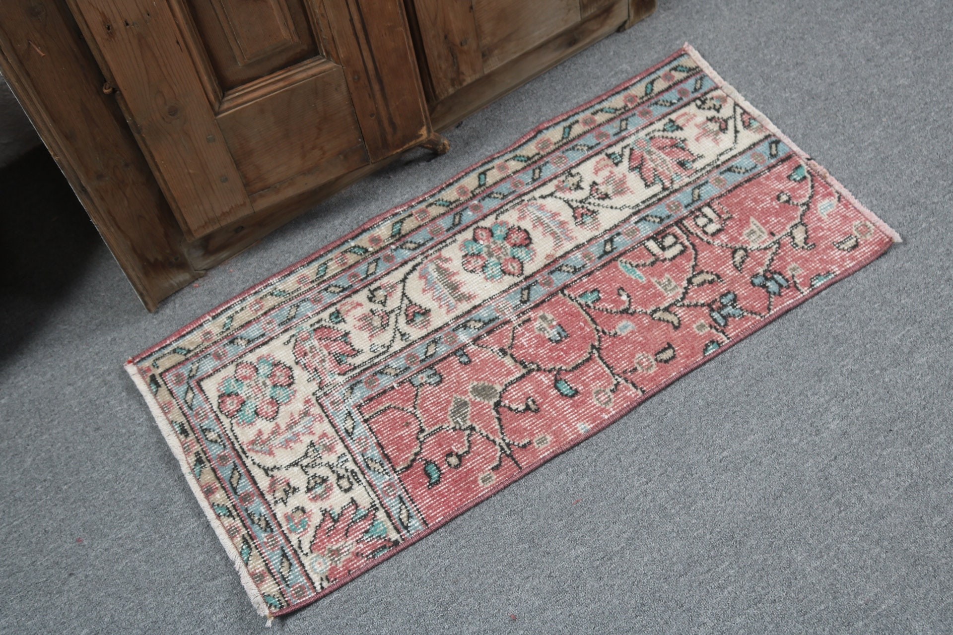 Turkish Rug, Kitchen Rugs, Vintage Rug, Oriental Rugs, Outdoor Rugs, Bedroom Rug, Red  1.4x2.9 ft Small Rugs, Moroccan Rug