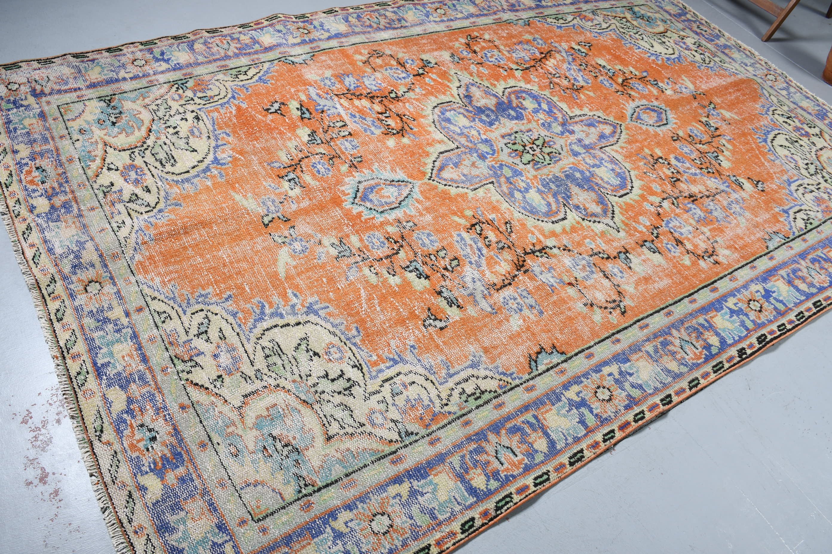 Turkish Rugs, Orange Oushak Rugs, Art Rug, Moroccan Rugs, Antique Rugs, 6.3x10.1 ft Large Rug, Dining Room Rug, Bedroom Rugs, Vintage Rug