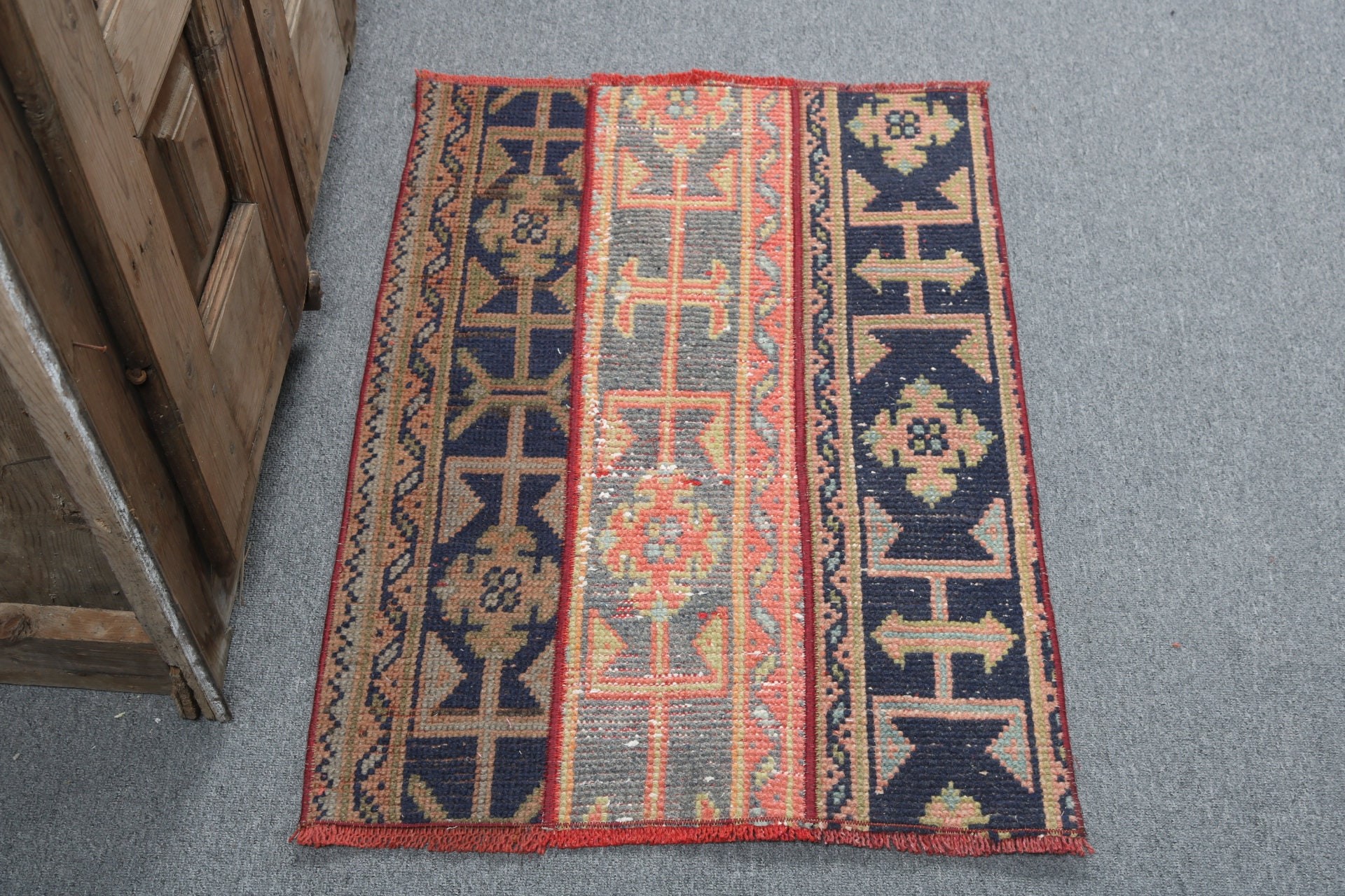 Kitchen Rug, Blue Geometric Rugs, Statement Rugs, Turkish Rug, Home Decor Rugs, Vintage Rugs, 2x2.8 ft Small Rug, Entry Rug, Tribal Rugs