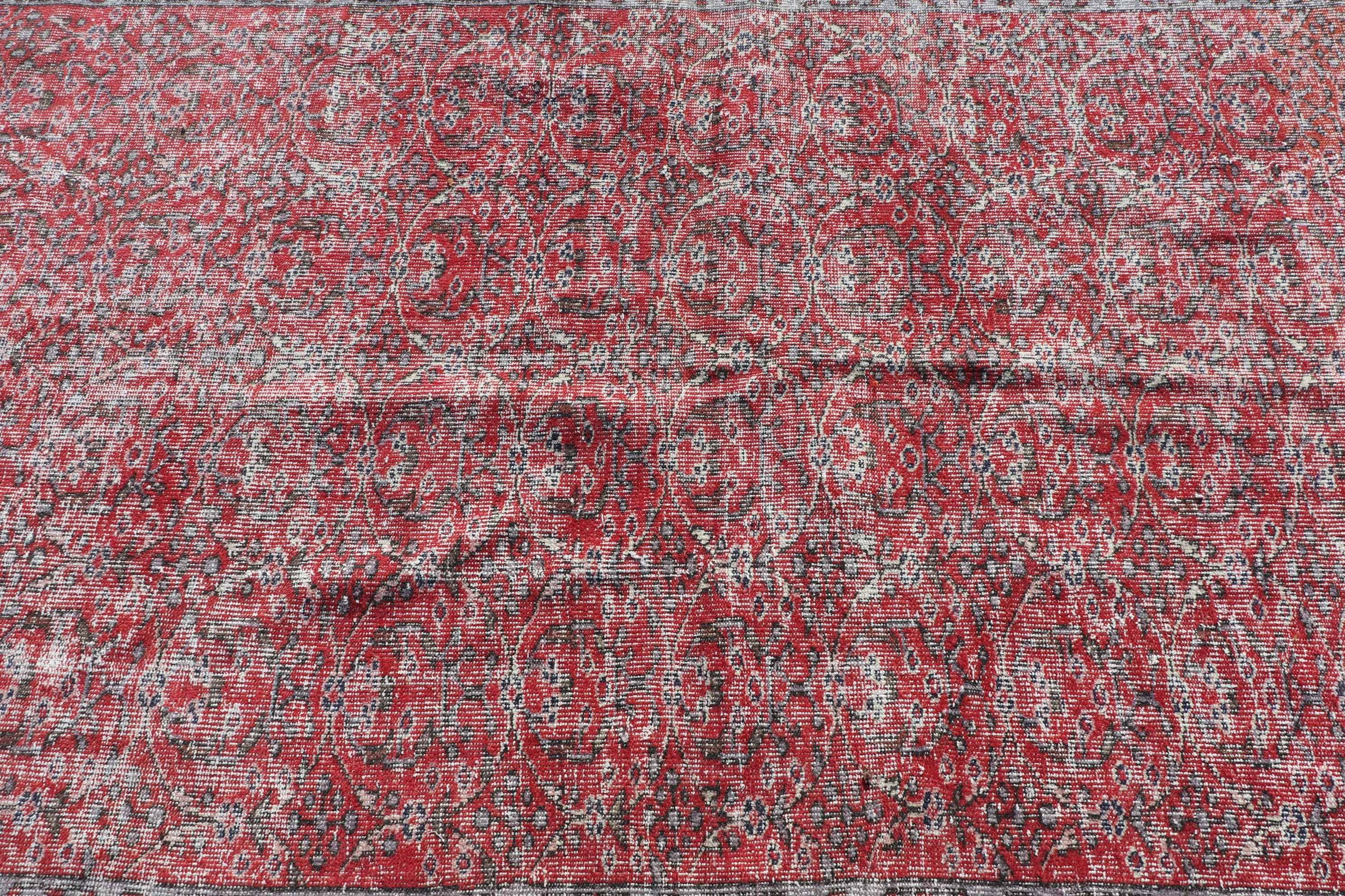 Living Room Rug, Anatolian Rug, Vintage Rugs, Turkish Rug, 5.2x9.1 ft Large Rug, Boho Rugs, Red Oushak Rug, Salon Rugs, Home Decor Rug