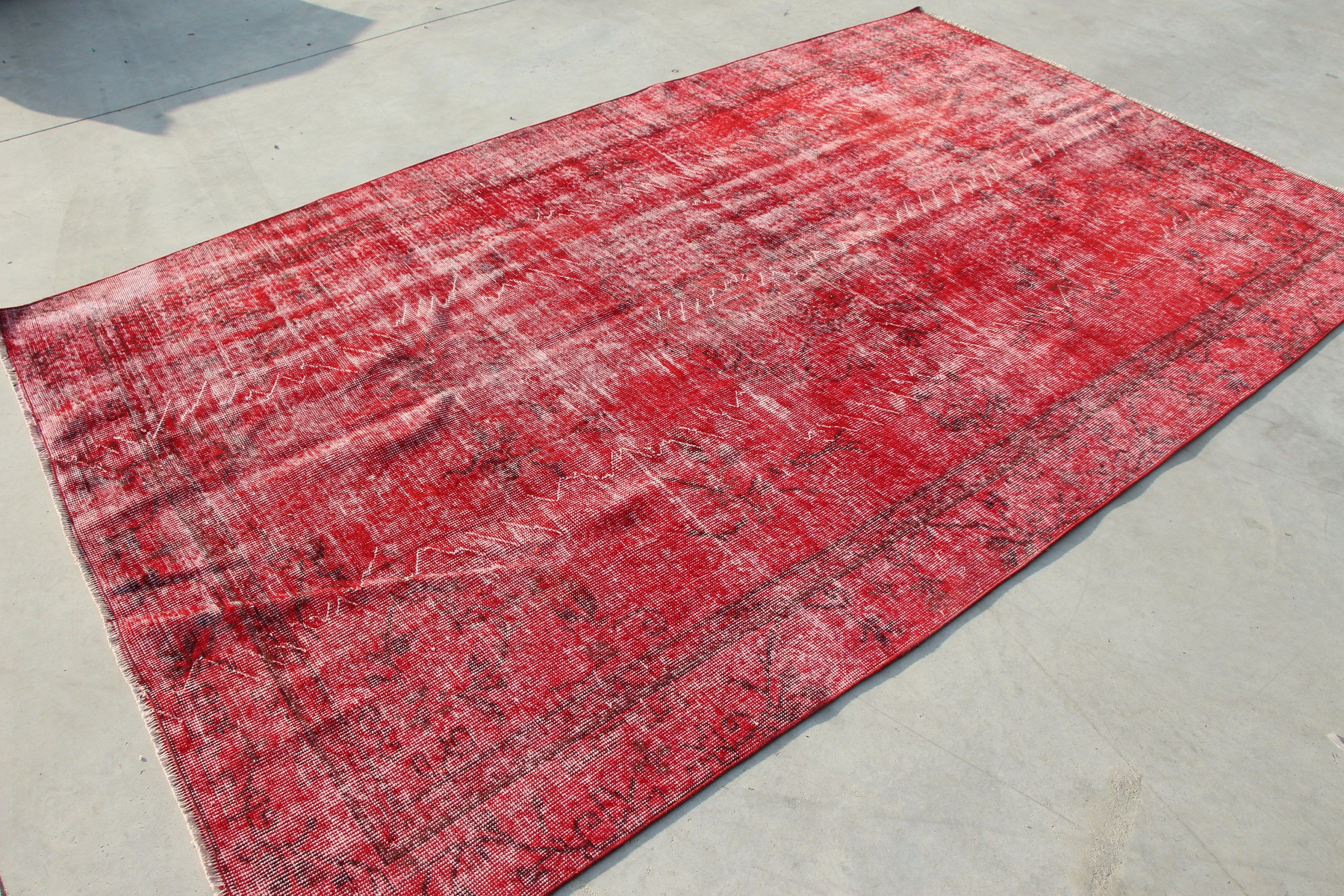 Living Room Rug, Bedroom Rug, Antique Rugs, Vintage Rug, Turkish Rug, Rugs for Bedroom, 5.7x9.3 ft Large Rugs, Red Anatolian Rug, Muted Rug