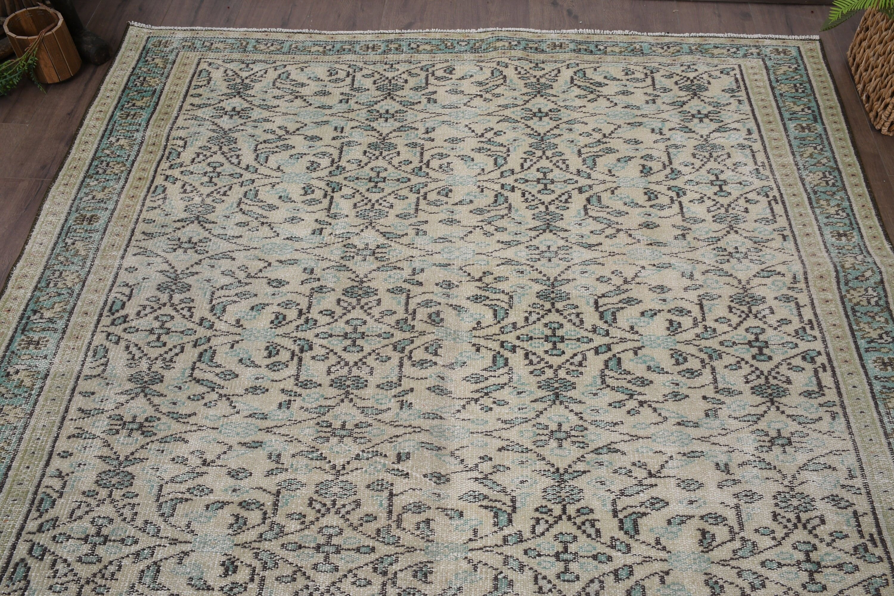 Yemek Odası Halıları, Türk Halısı, Bej Anadolu Halısı, Sanat Halısı, Antika Halılar, 5.7x8.9 ft Büyük Halı, Vintage Halı, Mutfak Halısı, Oturma Odası Halıları