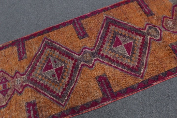 Bedroom Rug, Handmade Rug, Rugs for Corridor, Orange  3x11.5 ft Runner Rug, Vintage Rug, Stair Rug, Turkish Rug, Oushak Rug