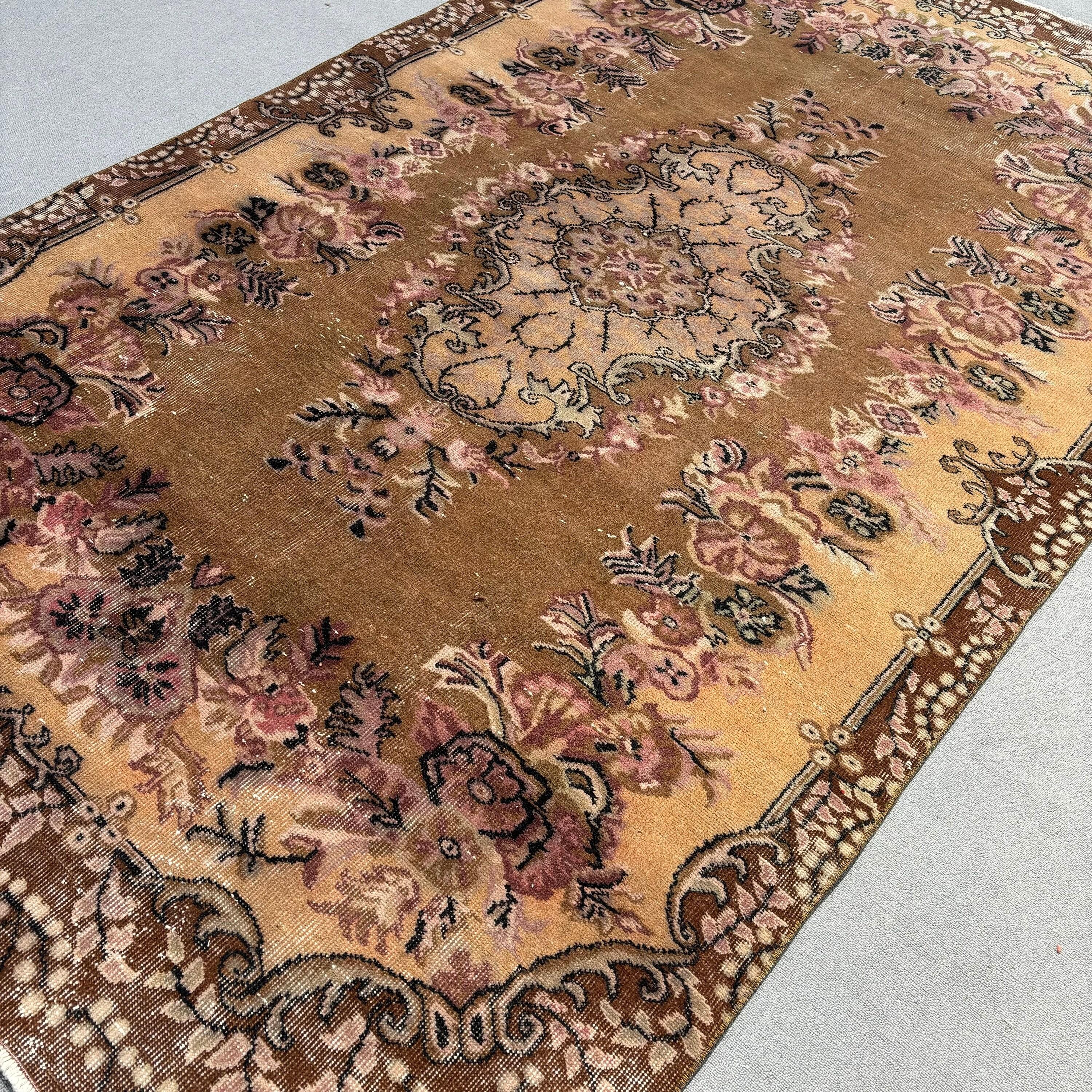 Bronze Home Decor Rug, Office Rugs, Wool Rugs, Turkish Rug, Anatolian Rug, Vintage Rug, Bedroom Rug, 5.7x9.3 ft Large Rugs, Dining Room Rug