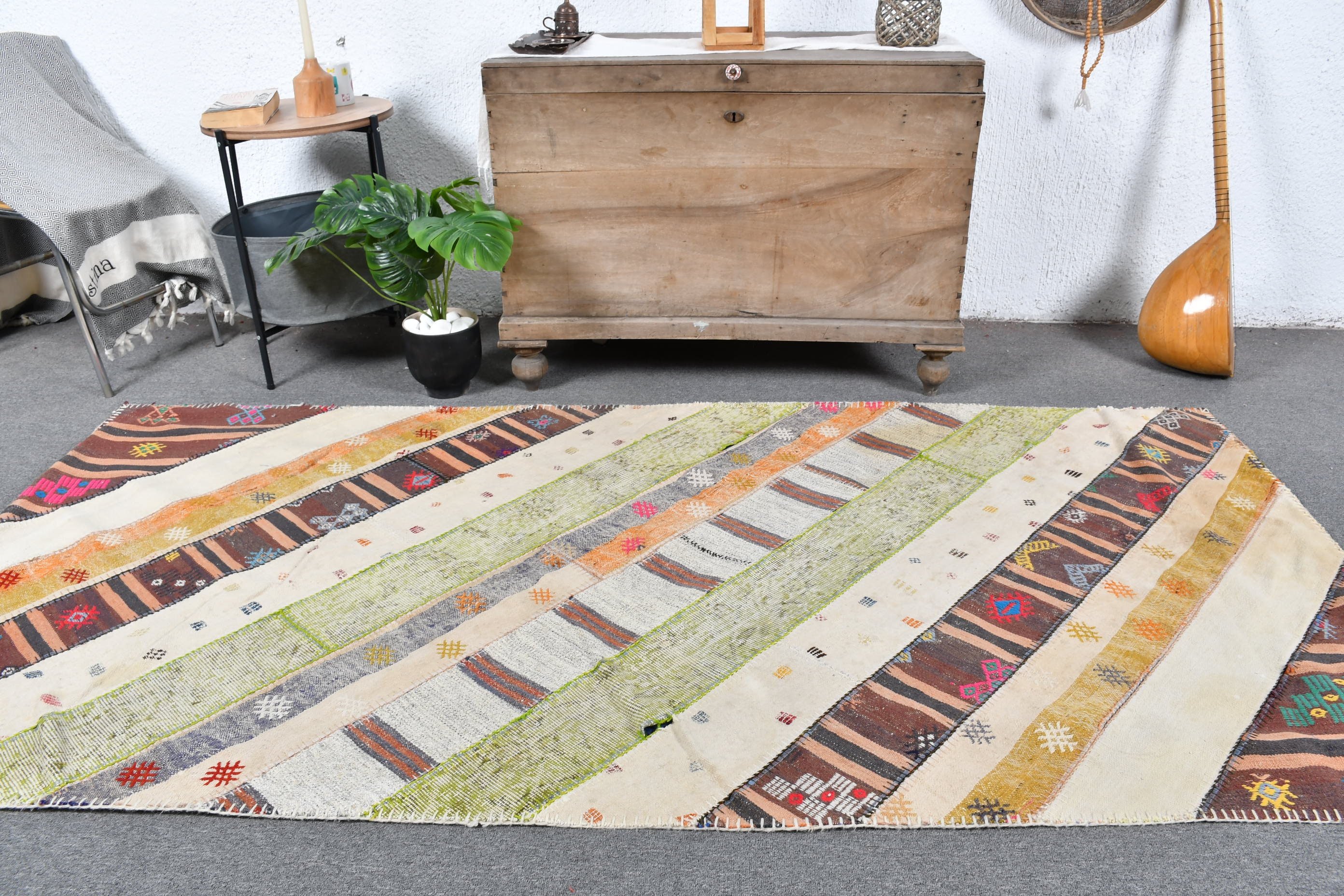 Moroccan Rug, Turkish Rugs, Dining Room Rugs, 3.9x8.2 ft Area Rug, Oriental Rugs, White Oriental Rug, Custom Rug, Vintage Rugs, Bedroom Rug