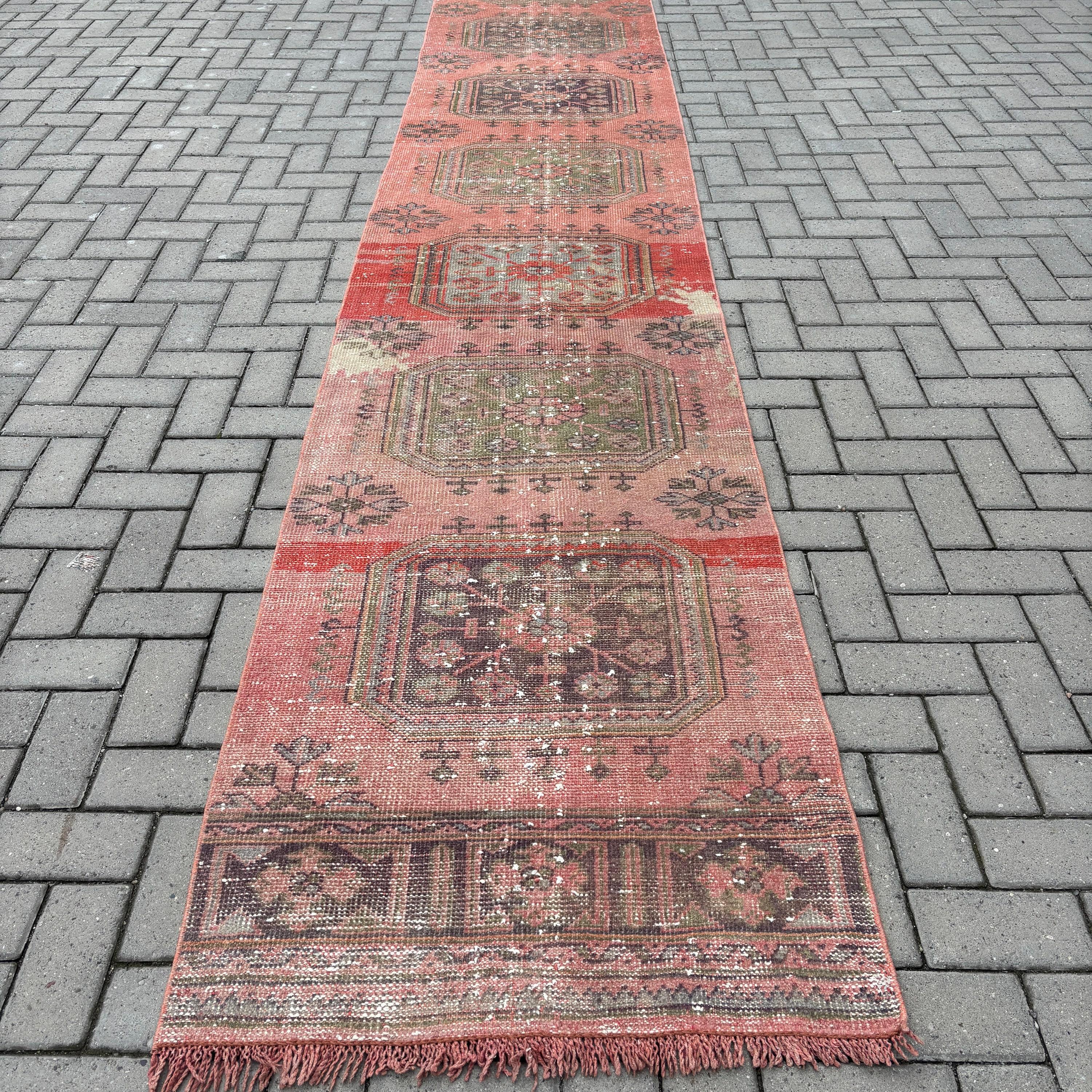 Turkish Rugs, Cool Rug, Vintage Runner Rug, Vintage Rug, Orange Boho Rugs, 2.7x21.1 ft Runner Rug, Beni Ourain Runner Rug