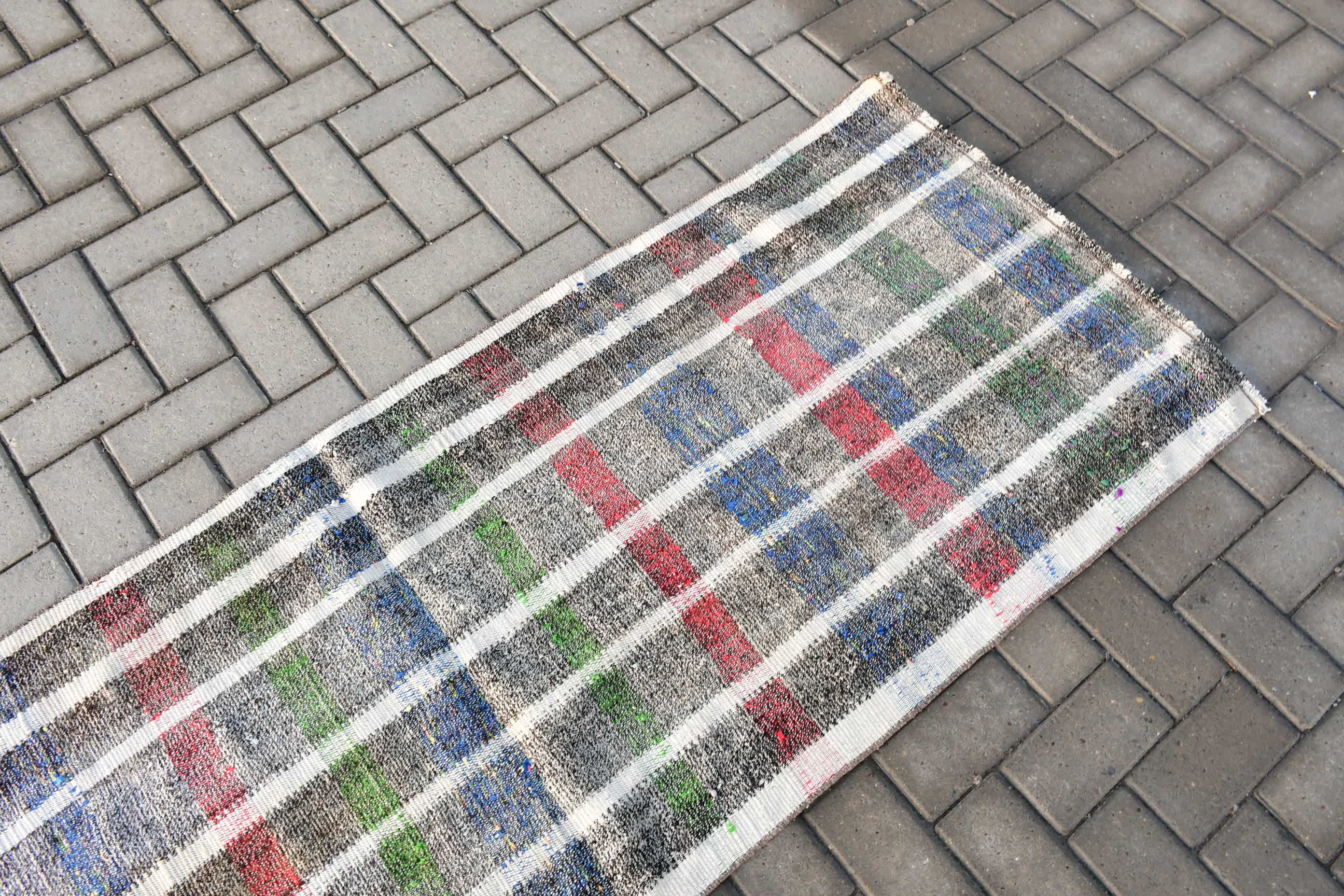 Kilim, Merdiven Halıları, Vintage Halı, Fas Halısı, Eski Halı, 2.4x6.8 ft Runner Halısı, Koridor Halısı, Antik Halı, Türk Halıları, Bej Soğuk Halı