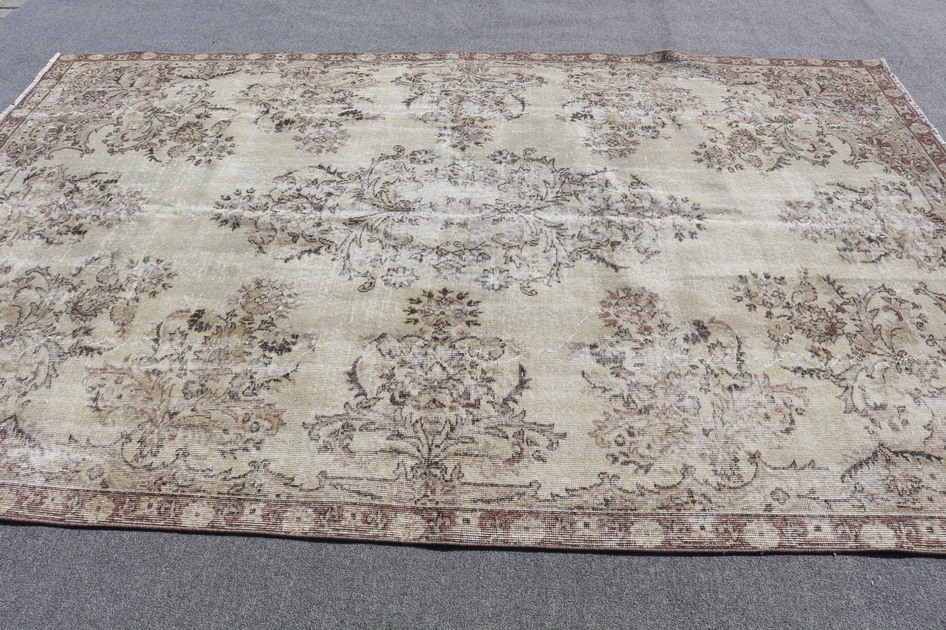 Floor Rugs, Wool Rugs, Rugs for Dining Room, Brown  6.3x9.9 ft Large Rug, Bedroom Rug, Vintage Rugs, Salon Rug, Turkish Rug