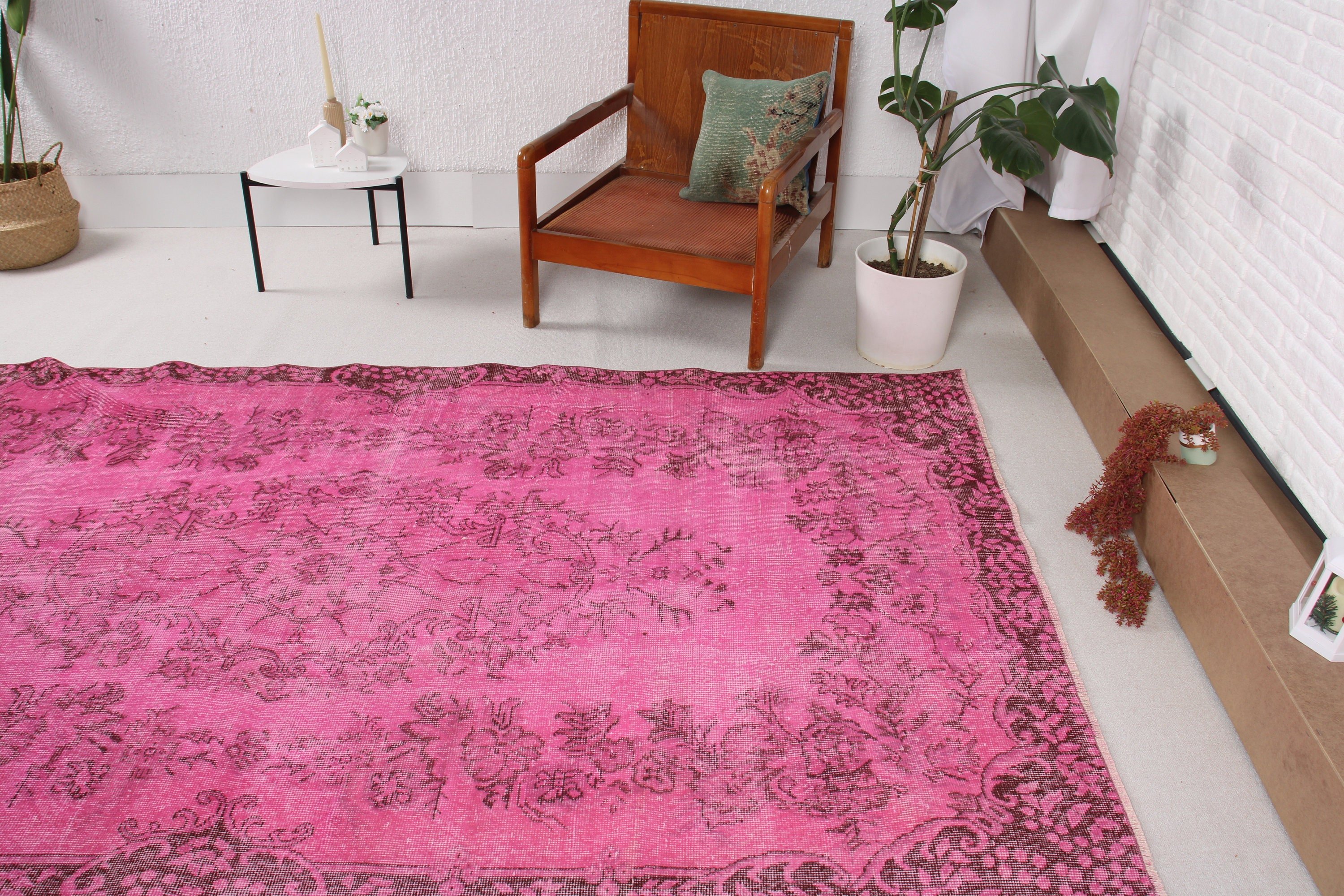 5.3x9.2 ft Büyük Halı, Türk Halısı, Büyük Boho Halıları, Oturma Odası Halısı, Aztek Halısı, Vintage Halı, Nötr Halılar, Pembe Yatak Odası Halıları, Geometrik Halı