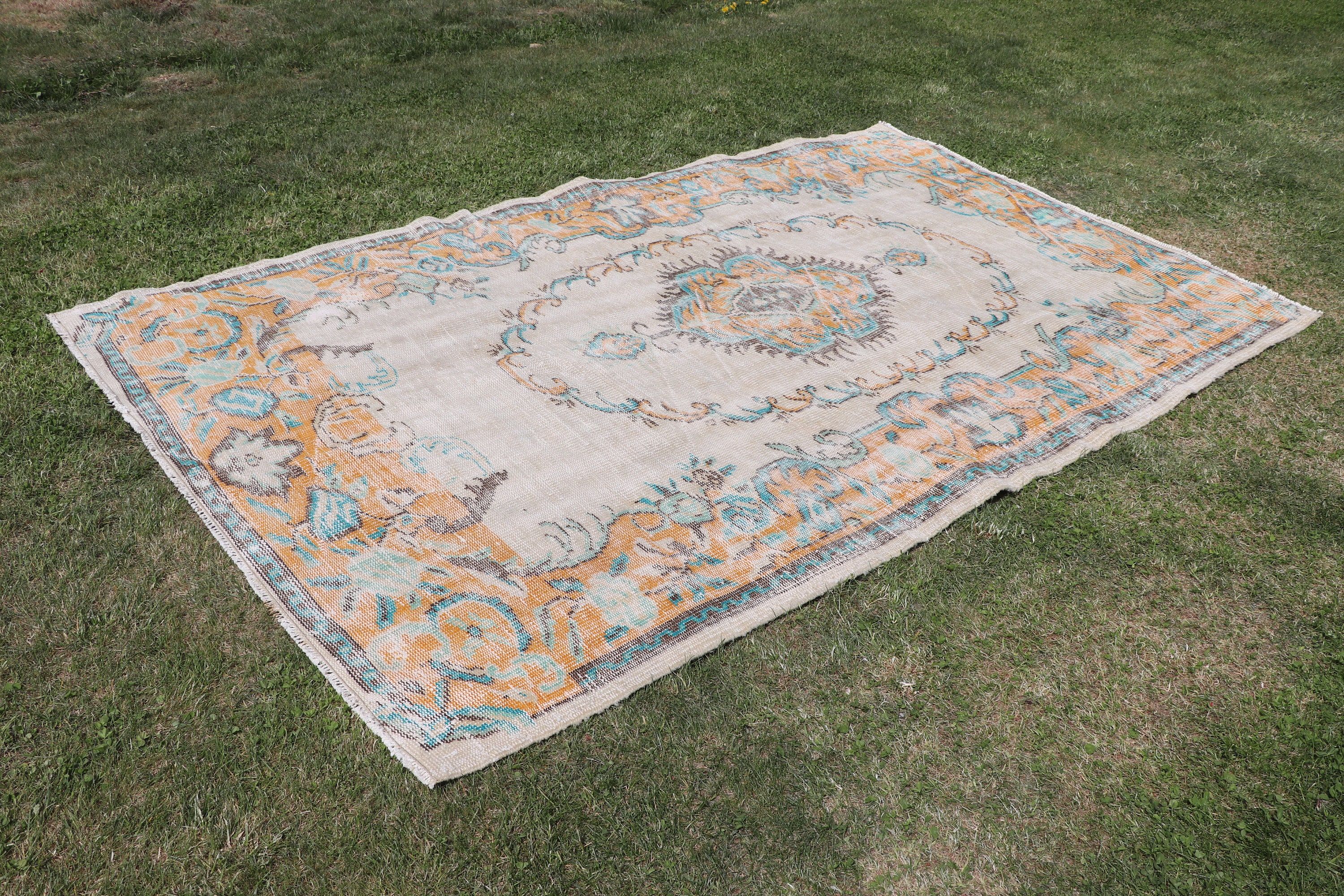 Beige Luxury Rugs, Vintage Rugs, Handwoven Rugs, Living Room Rugs, Turkish Rug, Oushak Rugs, 5.4x8.9 ft Large Rugs, Boho Rugs, Bedroom Rug