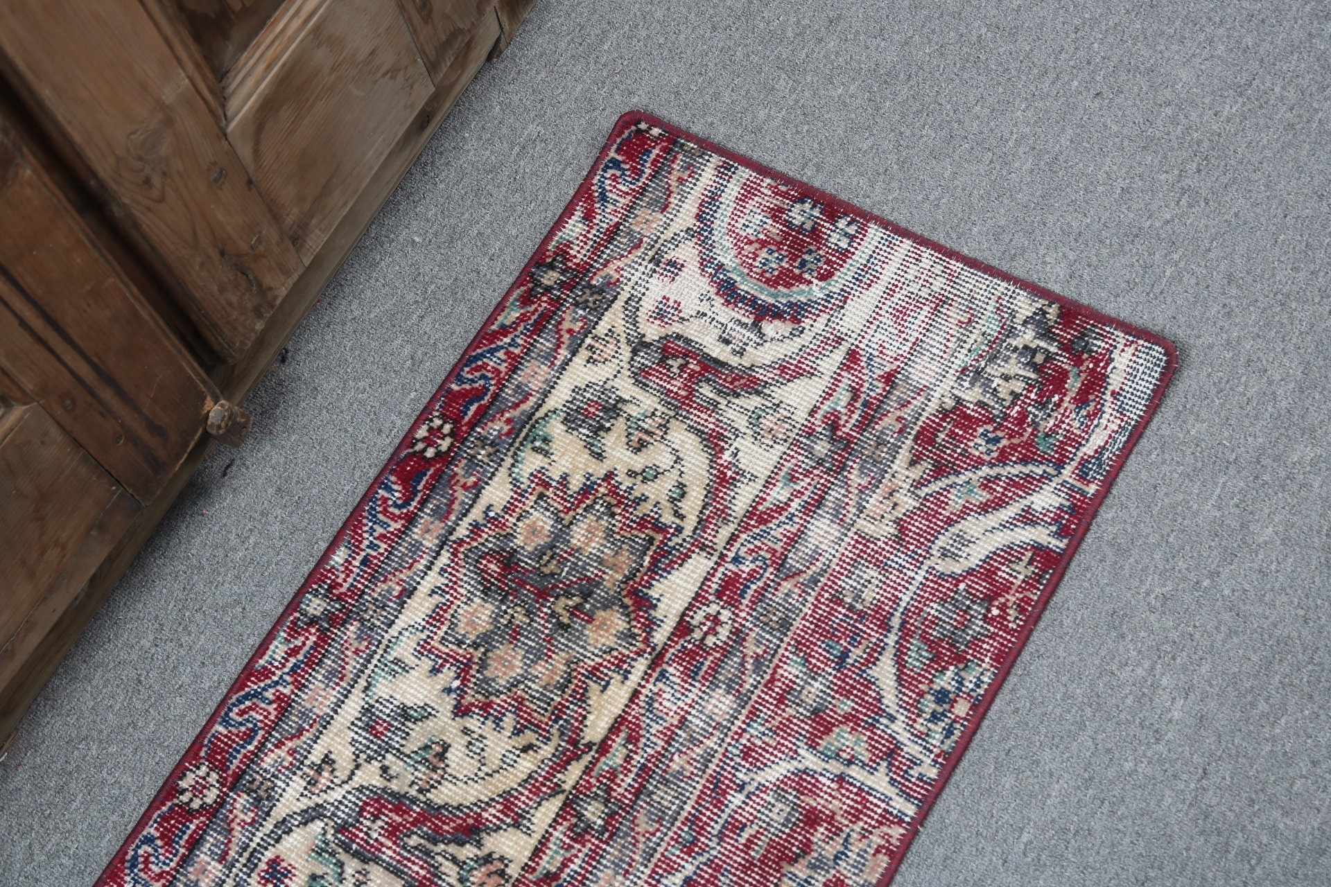 Kitchen Rugs, Modern Rug, Turkish Rugs, Oriental Rug, Red Handwoven Rugs, Vintage Rugs, Door Mat Rugs, 1.5x3 ft Small Rugs