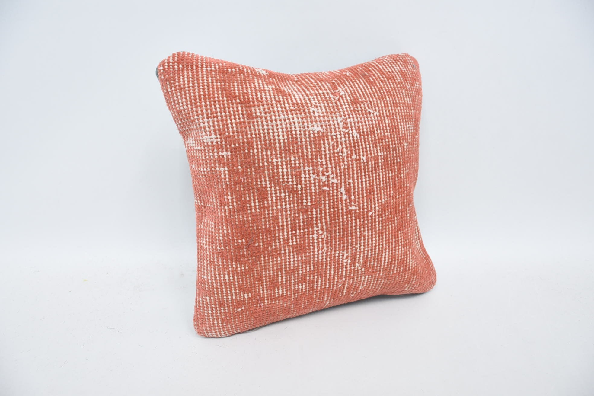 Sofa Pillow, Interior Designer Pillow, Kilim Cushion Sham, 12"x12" Orange Pillow Cover, Ethnical Kilim Rug Pillow