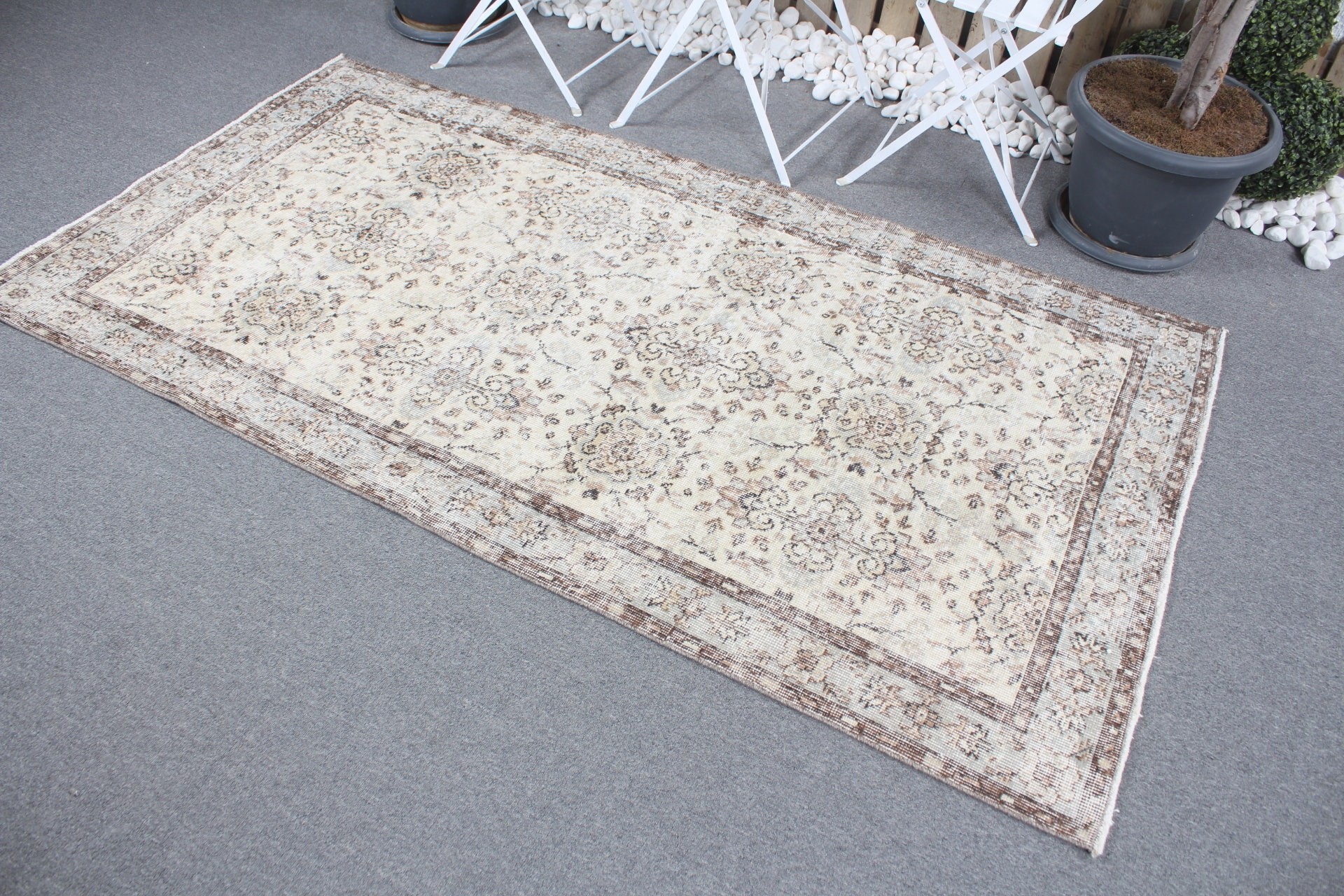 Dining Room Rug, Vintage Rug, Old Rug, 3.6x6.9 ft Area Rug, Turkish Rugs, Bedroom Rugs, Moroccan Rug, Oriental Rug, Beige Antique Rug