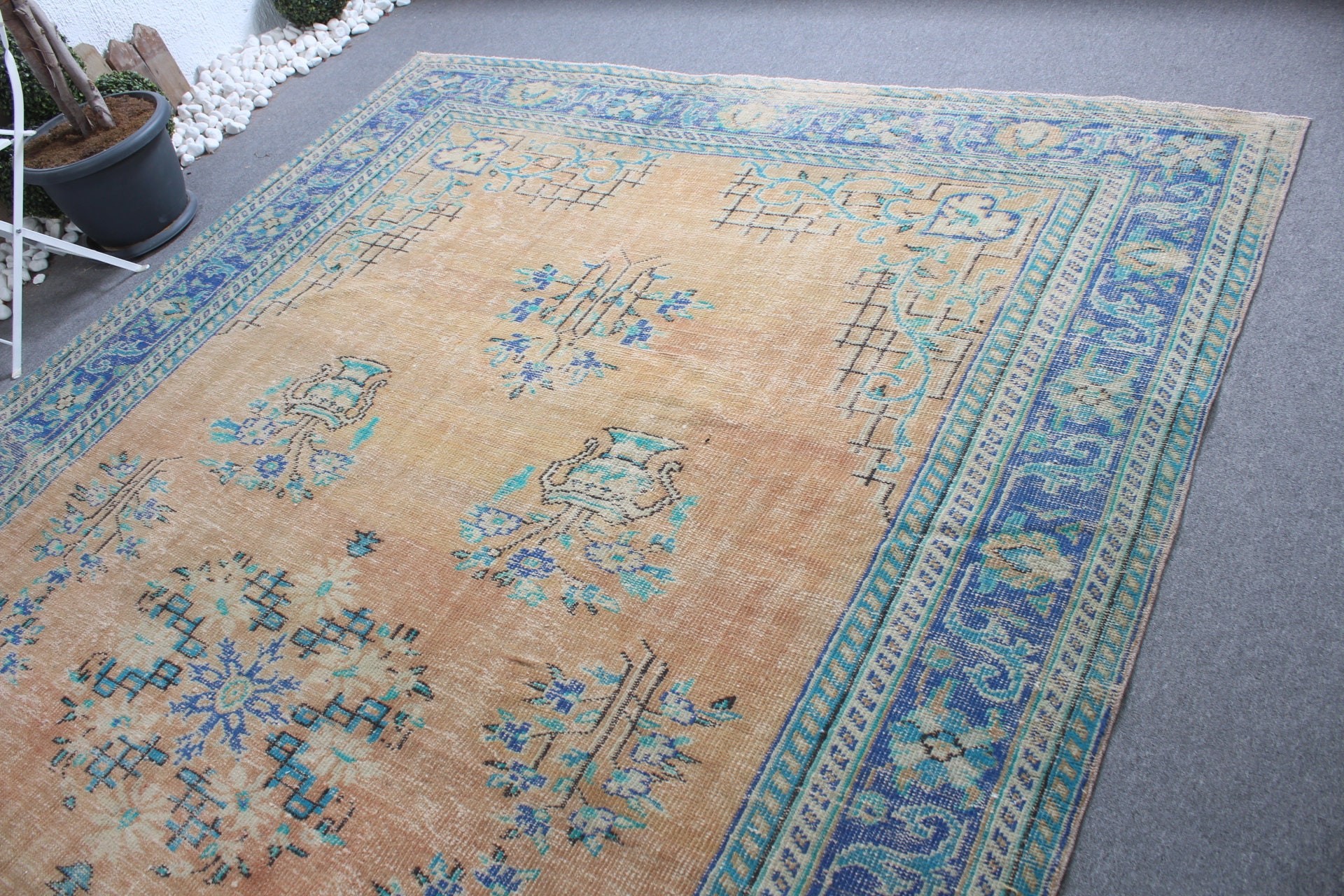 Dining Room Rug, 7.9x11.8 ft Oversize Rug, Vintage Rug, Bedroom Rug, Rugs for Salon, Salon Rug, Cool Rug, Turkish Rug, Orange Floor Rug