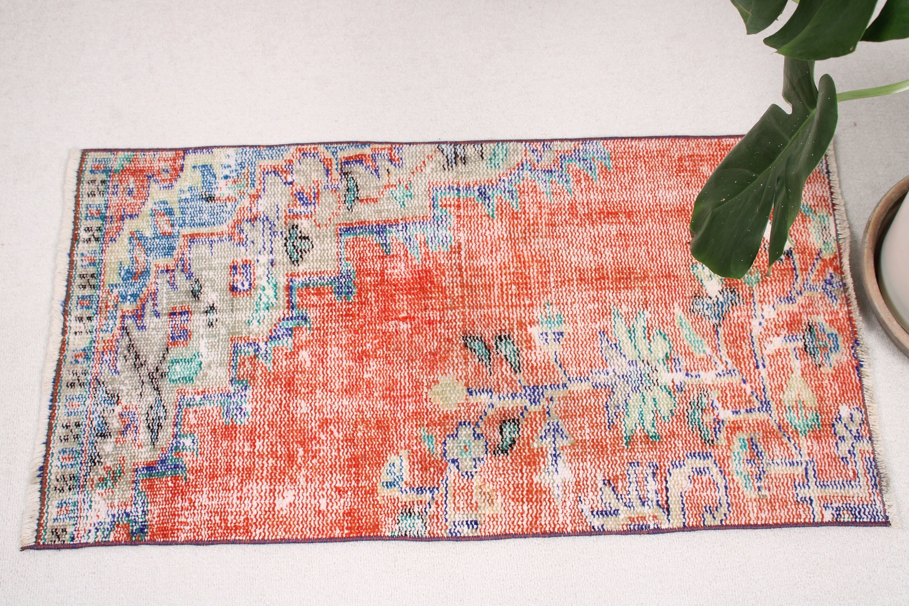 Car Mat Rug, Vintage Rug, 1.8x3.3 ft Small Rugs, Floor Rugs, Designer Rug, Home Decor Rug, Wall Hanging Rug, Turkish Rug, Red Oriental Rugs