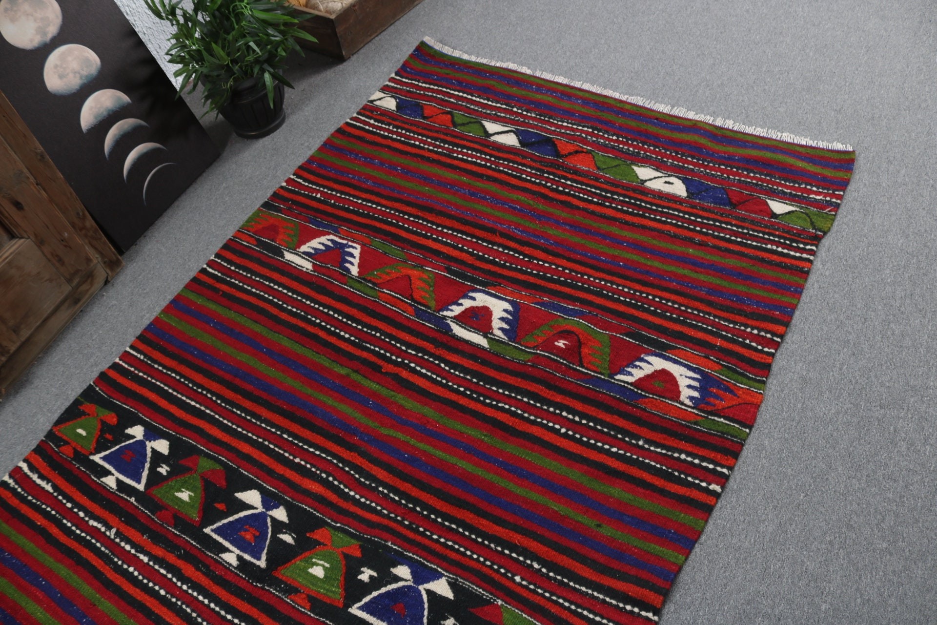 Kırmızı El Dokuma Halı, Oturma Odası Halıları, Türk Halısı, 4.1x8.2 ft Alan Halıları, Kilim, Antika Halı, Lüks Halılar, Vintage Halı, Boho Alan Kilimi