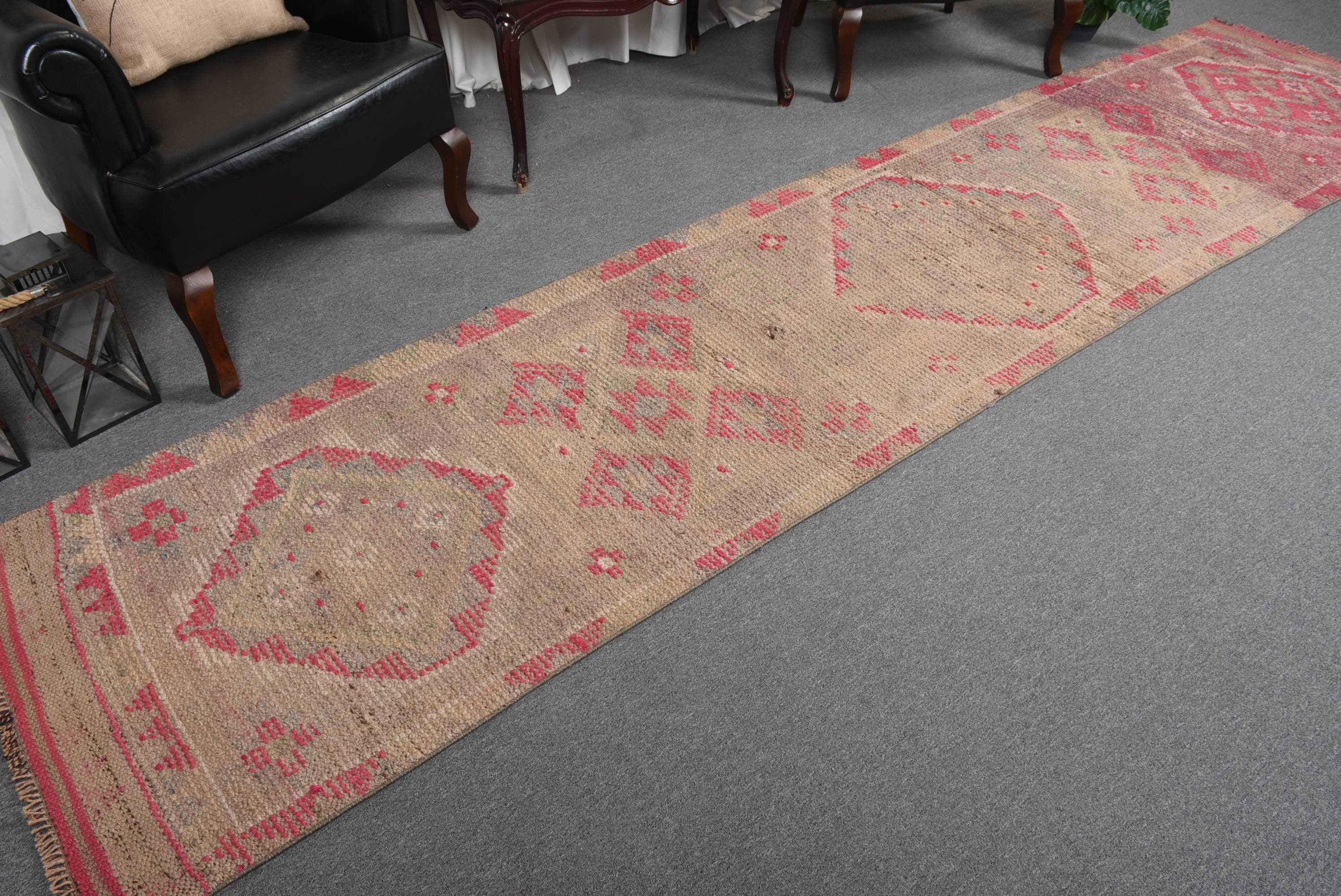 Oriental Rug, Turkish Rug, Stair Rug, Kitchen Rug, Rugs for Hallway, Antique Rug, Beige Wool Rug, Vintage Rugs, 2.7x12.1 ft Runner Rug
