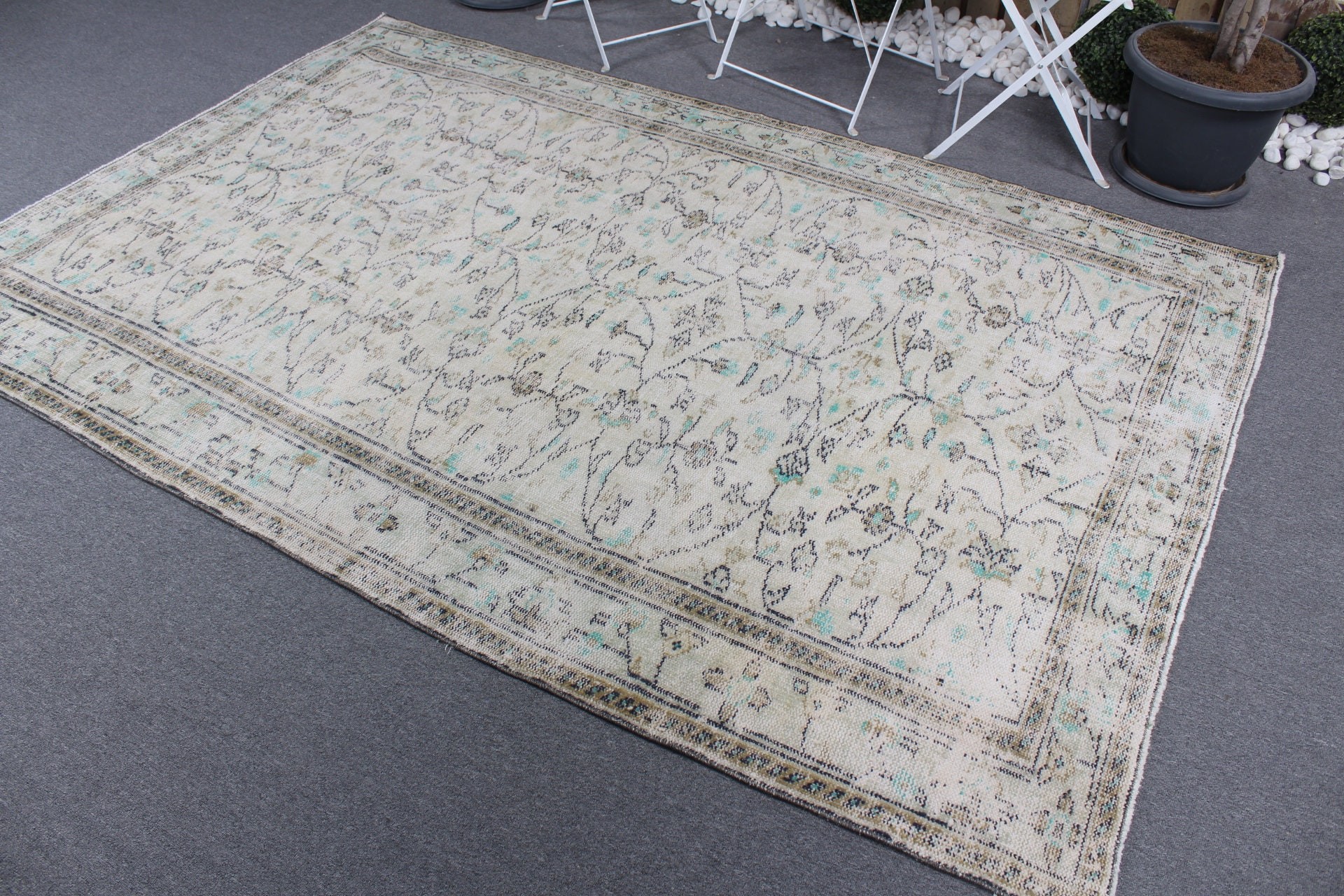 Vintage Halılar, Bej Havalı Halılar, Antika Halı, Anadolu Halıları, 5.5x8.2 ft Büyük Halı, Oturma Odası Halısı, Türk Halısı, Yatak Odası Halısı, Dekoratif Halı