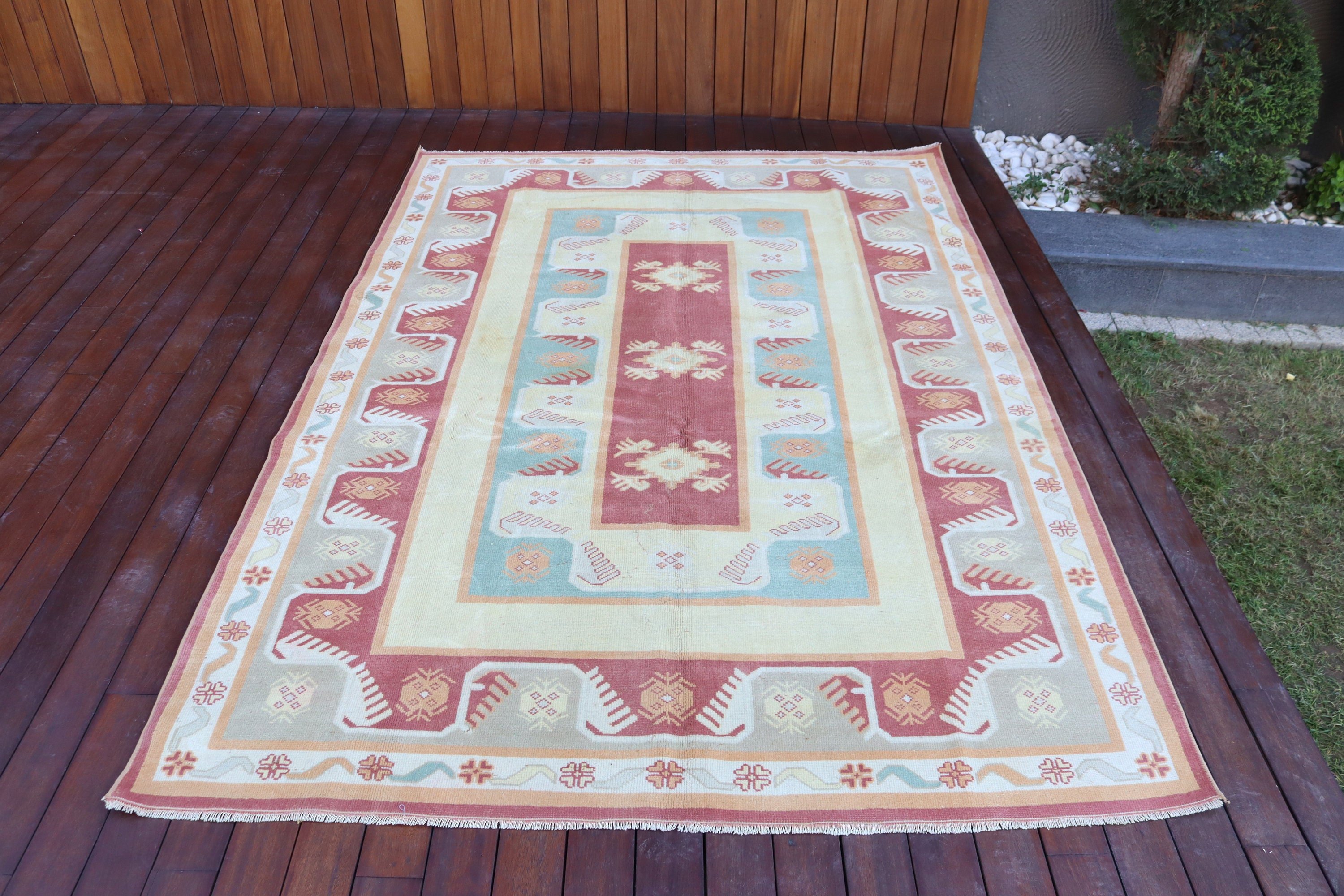 Salon Halıları, Yün Halılar, Vintage Halı, Bej Yer Halıları, Açıklama Halıları, 5,2x7,7 ft Büyük Halılar, Ofis Halıları, Türk Halısı, Büyük Boho Halıları