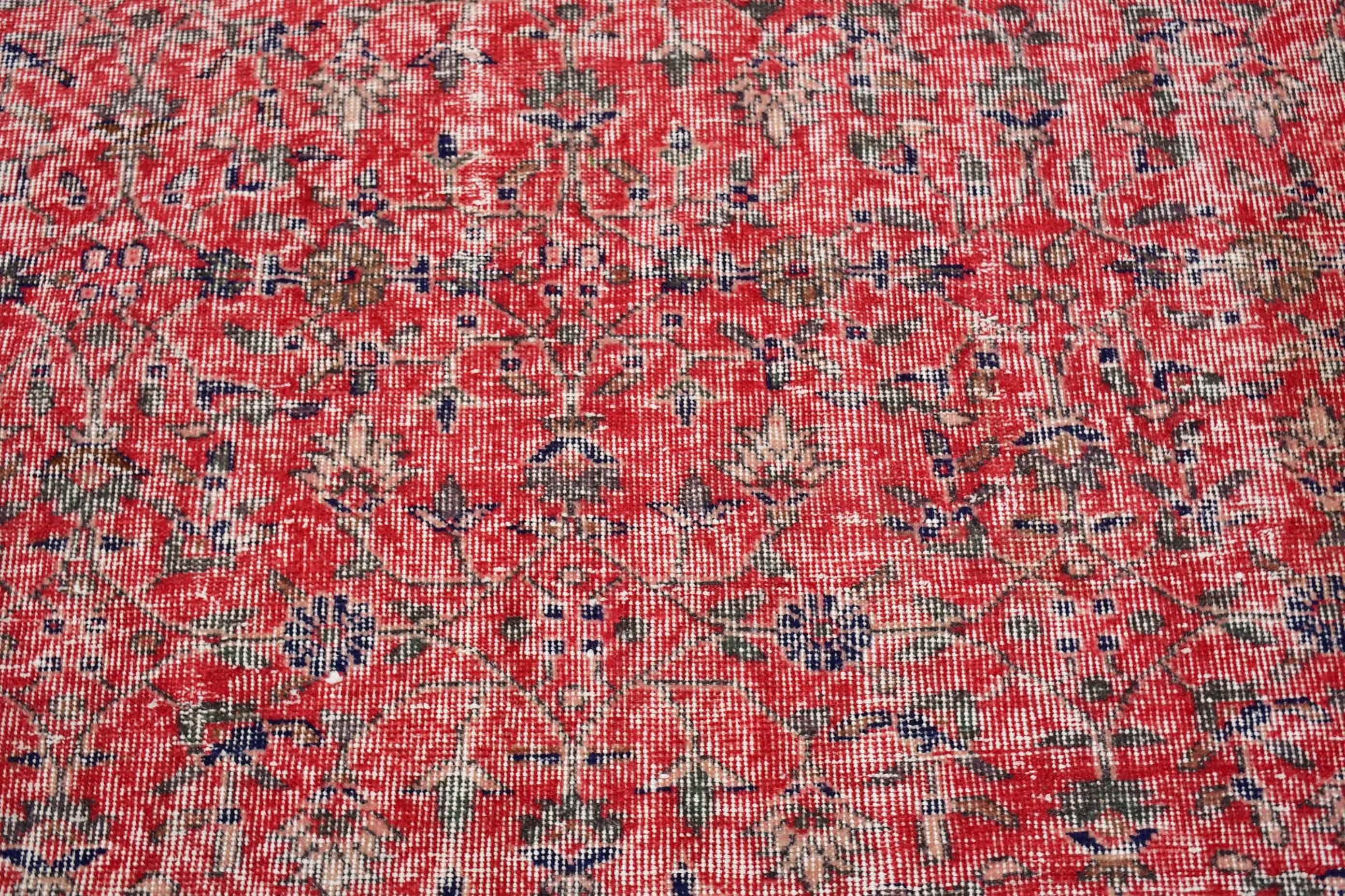 Entry Rug, 4.8x4.8 ft Accent Rug, Pale Rug, Turkish Rug, Oushak Rug, Red Oushak Rug, Vintage Rug, Bedroom Rug, Rugs for Entry, Floor Rug