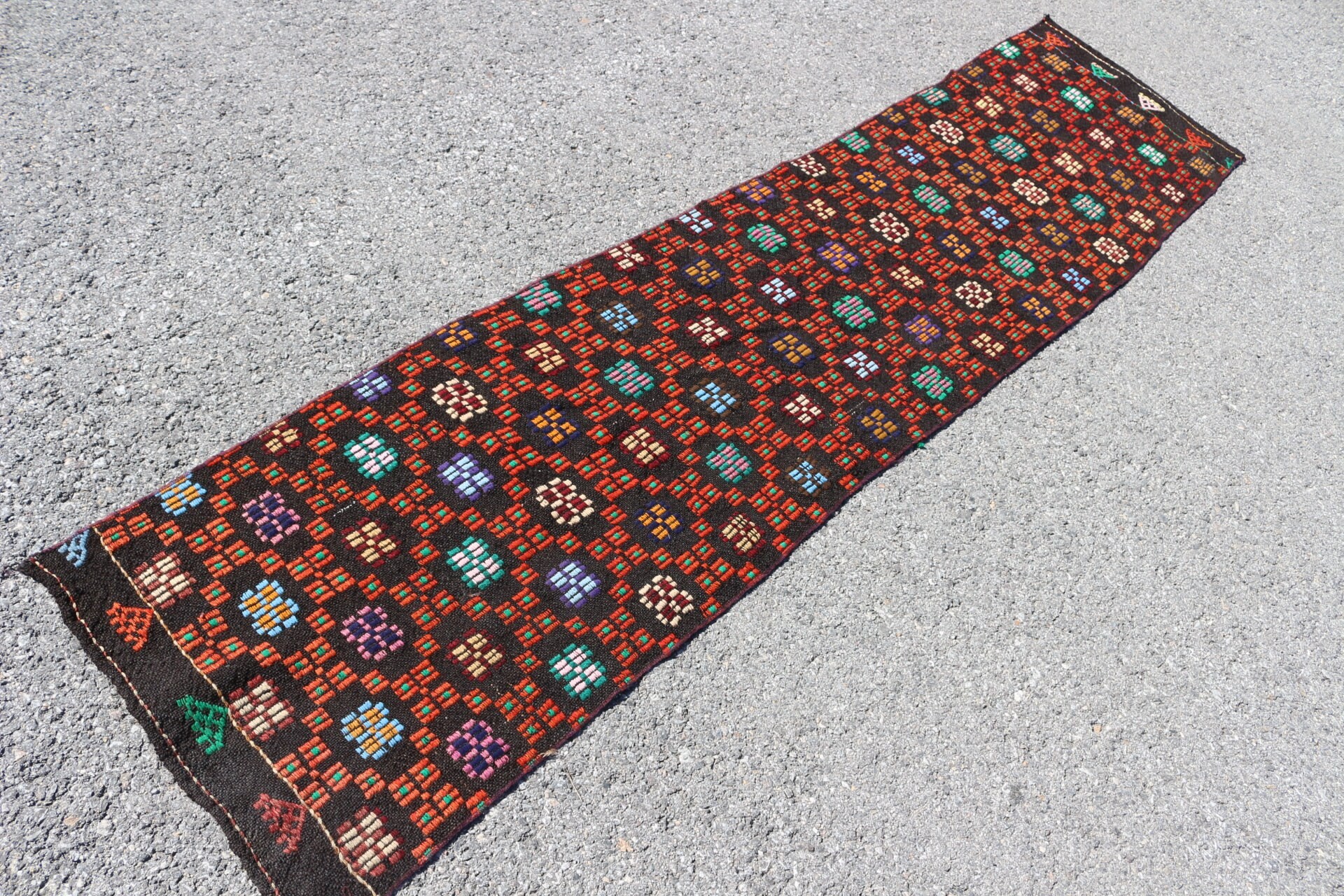 Anadolu Halısı, Türk Halısı, Kilim, Koridor Halısı, Vintage Halı, Ev Dekorasyonu Halısı, Yeşil 1.9x8.1 ft Runner Halısı, Mutfak Halıları