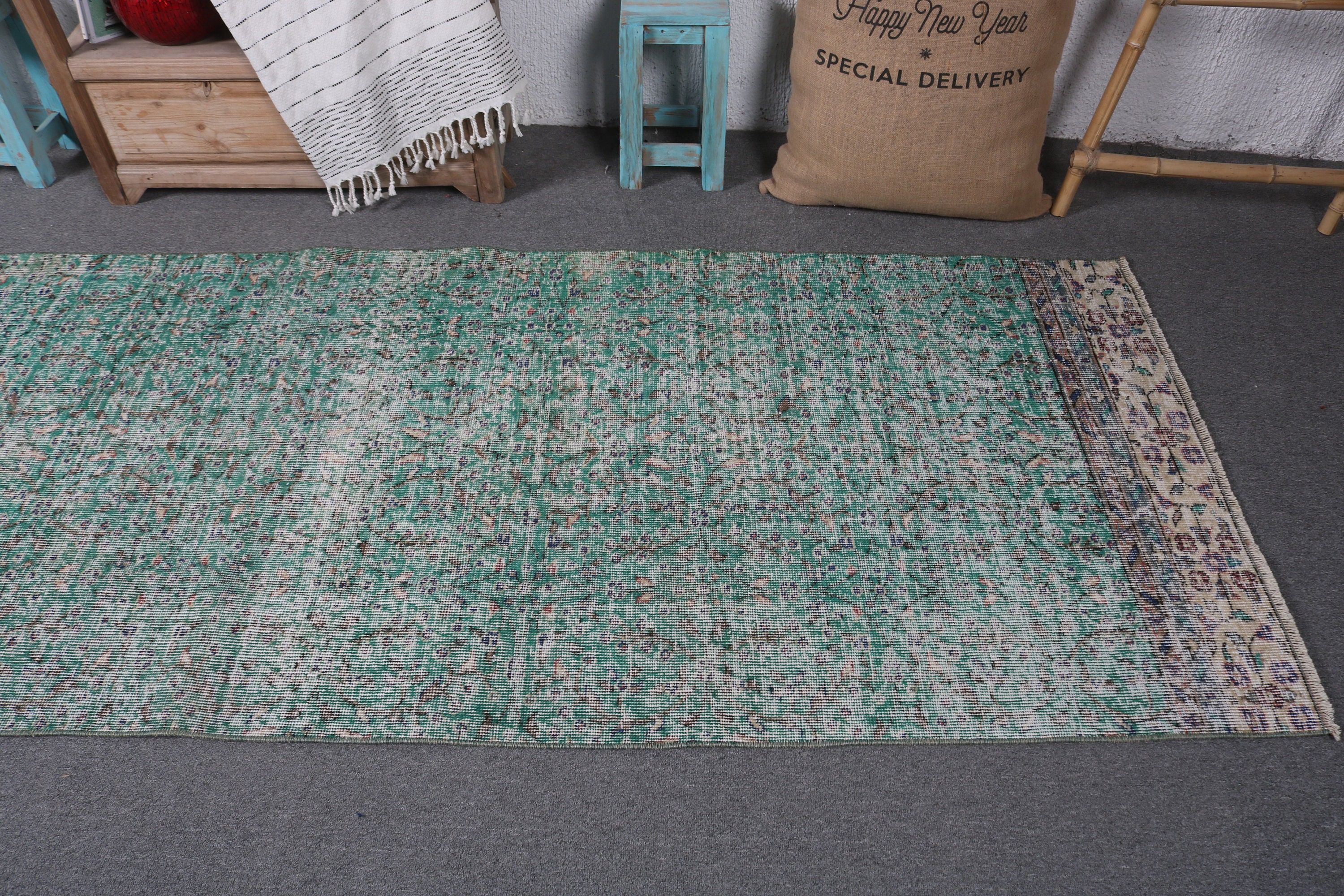 Ethnic Rug, Vintage Rugs, 3.3x9.7 ft Runner Rug, Stair Rugs, Turkish Rug, Long Runner Rugs, Green Wool Rugs, Geometric Rugs, Oriental Rug