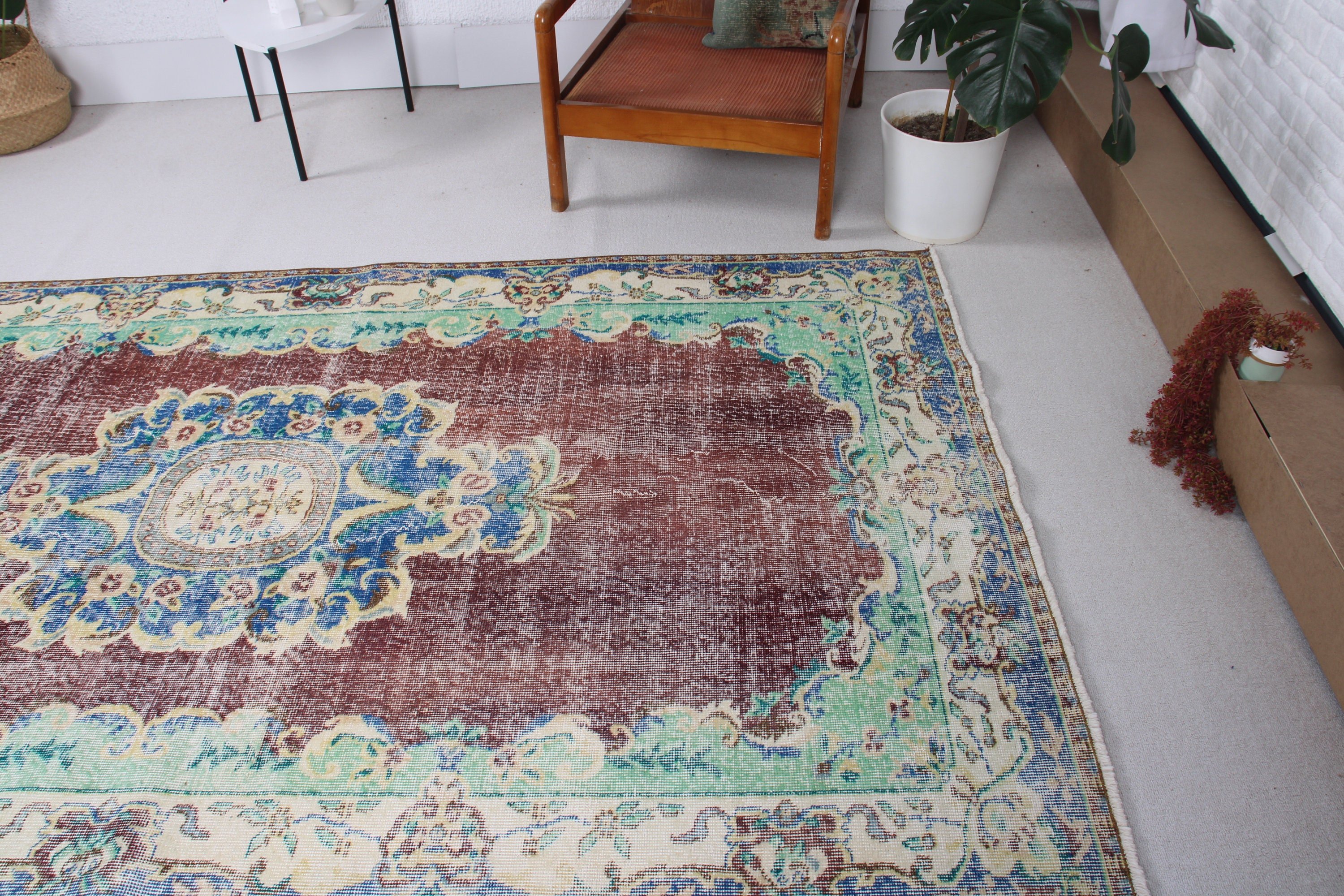 5.1x8.7 ft Büyük Halılar, Oturma Odası Halısı, Yemek Odası Halıları, Düz Dokuma Halı, Mor Antika Halılar, Vintage Halı, Türk Halısı