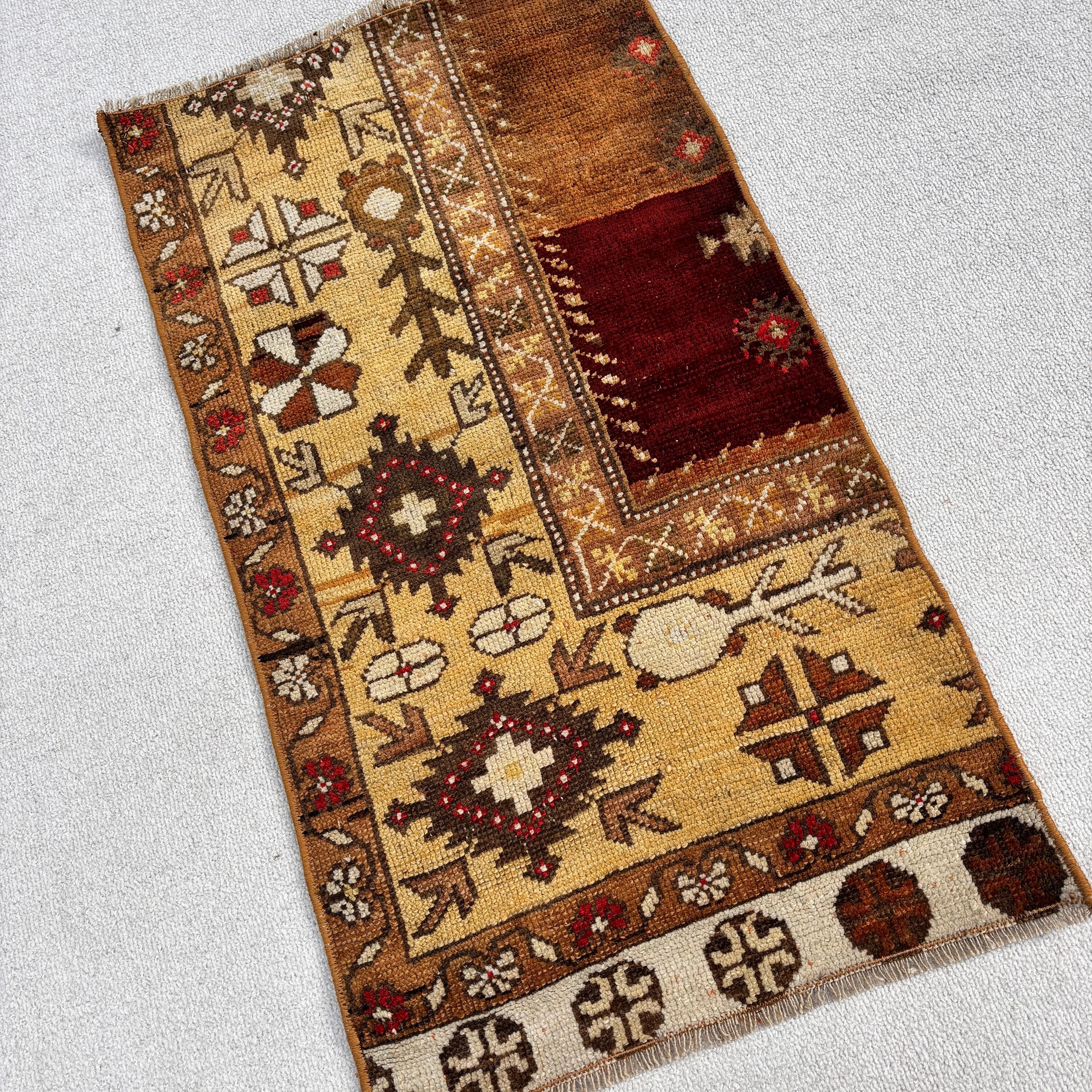 Turkish Rug, 1.5x2.7 ft Small Rug, Nursery Rugs, Brown Handwoven Rug, Small Vintage Rug, Home Decor Rug, Vintage Rugs