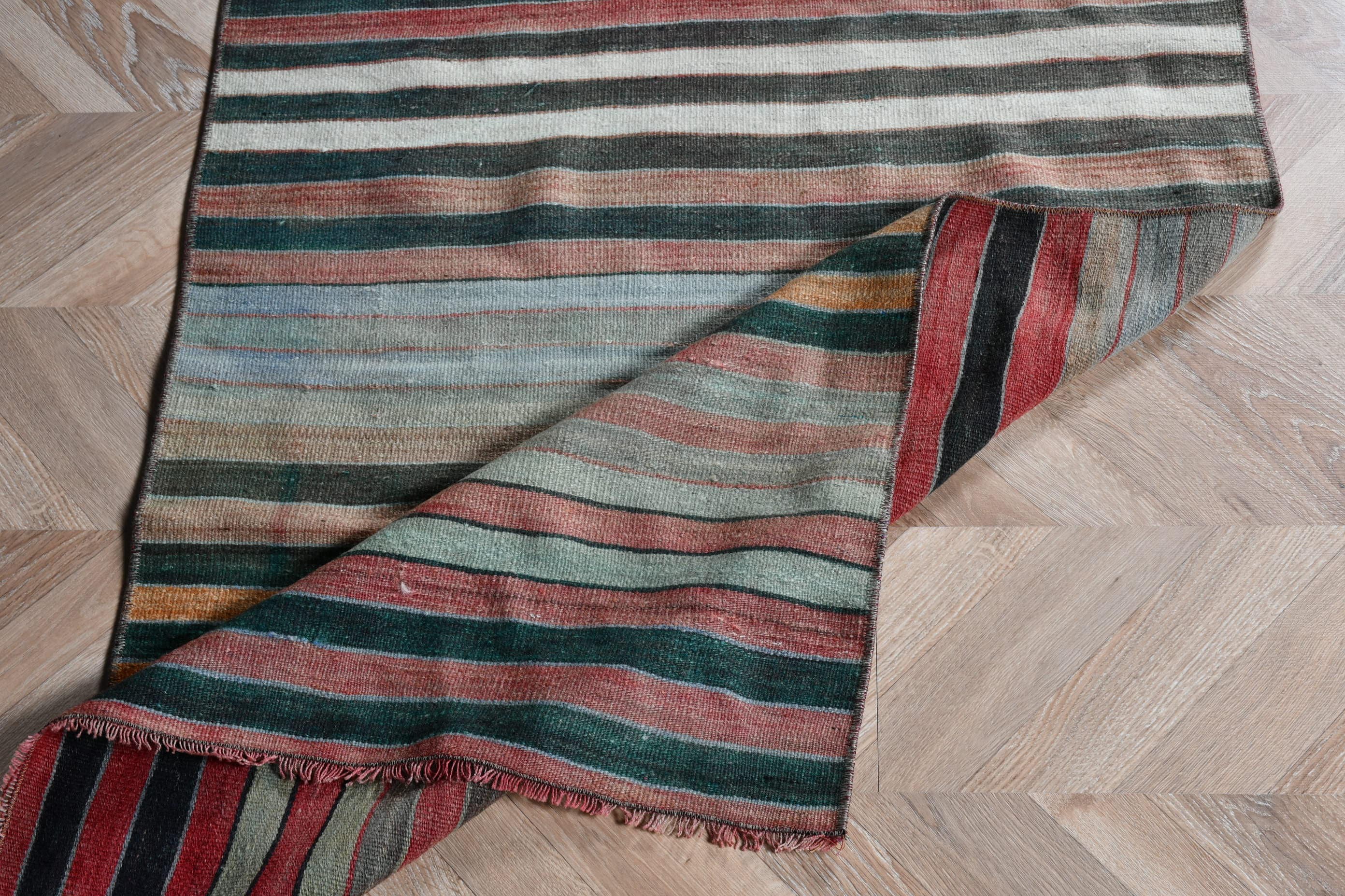 Kilim, Vintage Halı, 2.6x8.3 ft Yolluk Halısı, Anadolu Halısı, Merdiven Halısı, Koridor Halıları, Mutfak Halıları, Türk Halısı, Yeşil Mutfak Halısı