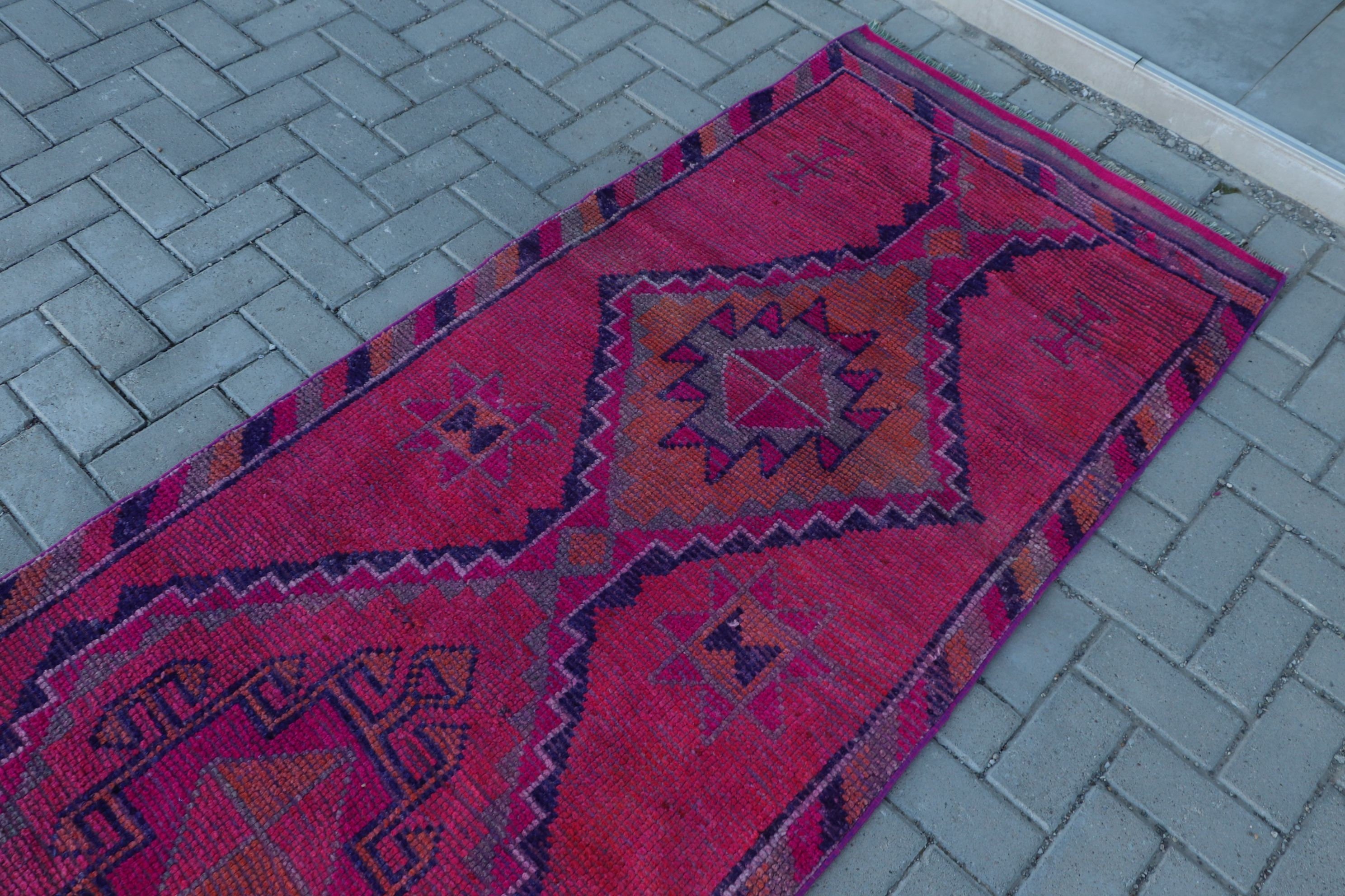 3.2x11.6 ft Runner Rug, Pink Kitchen Rugs, Pale Rug, Kitchen Rugs, Turkish Rug, Vintage Rugs, Floor Rugs, Stair Rug, Rugs for Runner