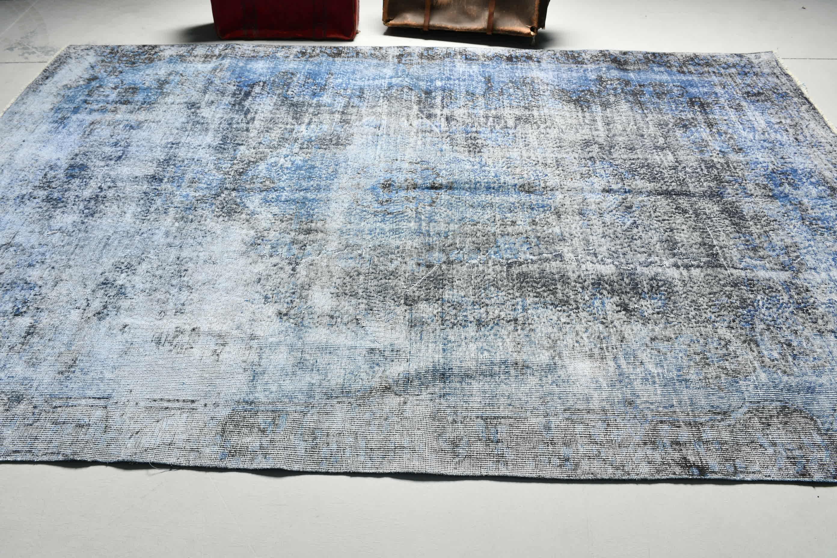 Kitchen Rugs, Blue Bedroom Rug, Aztec Rug, Anatolian Rug, Dining Room Rug, 6.7x10.4 ft Large Rug, Salon Rug, Turkish Rugs, Vintage Rug