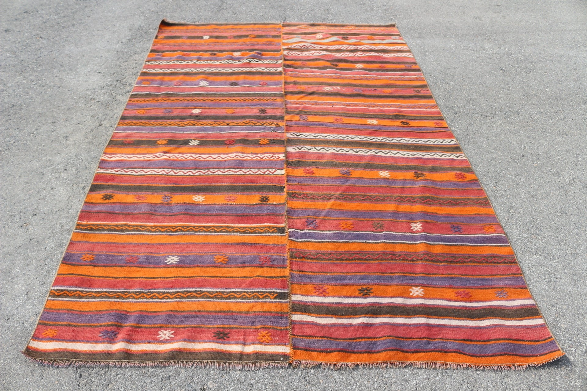 Kilim, Moroccan Rugs, Dining Room Rugs, Orange Floor Rug, Salon Rug, 5.3x8.3 ft Large Rug, Oriental Rug, Turkish Rug, Old Rug, Vintage Rugs
