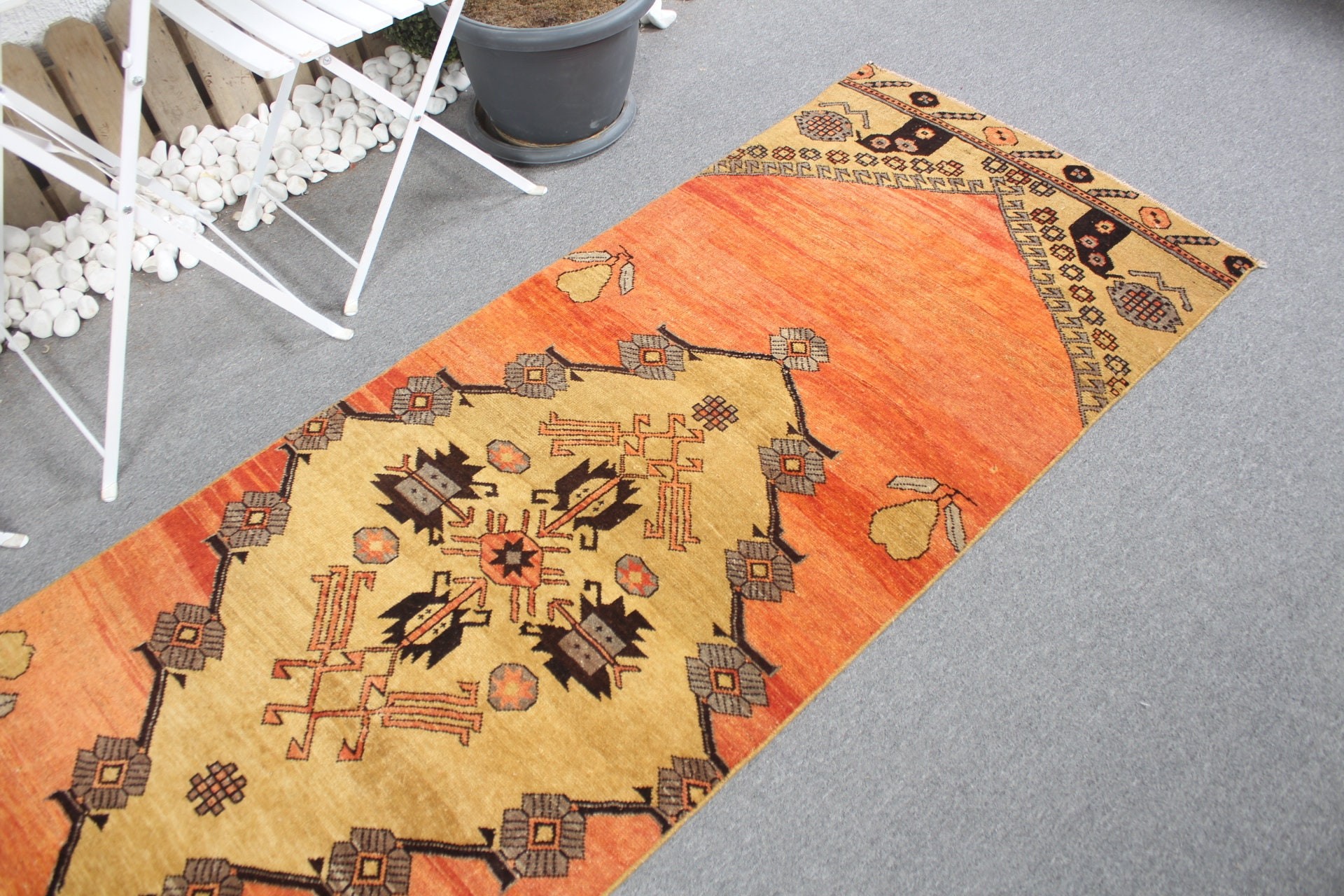 Turkish Rug, Orange  2.9x9.8 ft Runner Rug, Hallway Rug, Rugs for Kitchen, Natural Rugs, Wool Rugs, Moroccan Rugs, Vintage Rug