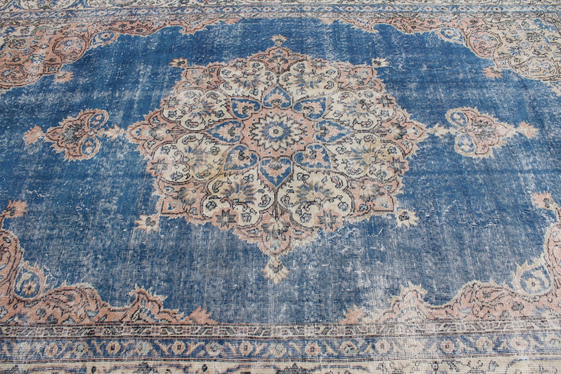 Mavi Mutfak Halıları, 6.1x10 ft Büyük Halı, Yatak Odası Halısı, Türk Halıları, Oturma Odası Halıları, Vintage Halılar, Boho Halıları, Oushak Halıları