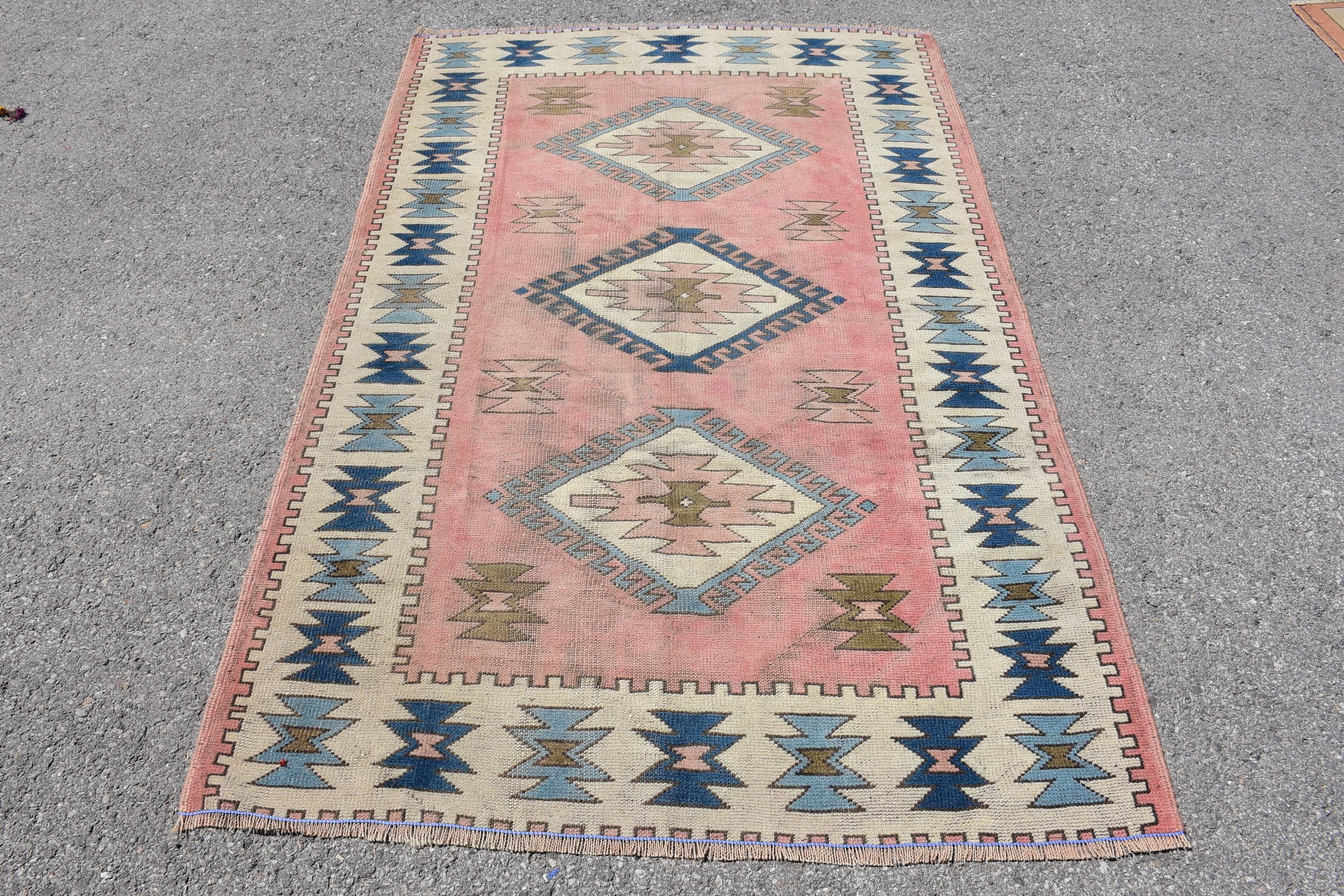 Turkey Rug, Vintage Rug, Dining Room Rugs, Turkish Rugs, Moroccan Rug, Nursery Rugs, Rugs for Kitchen, Wool Rug, 4x6.2 ft Area Rug, Art Rug