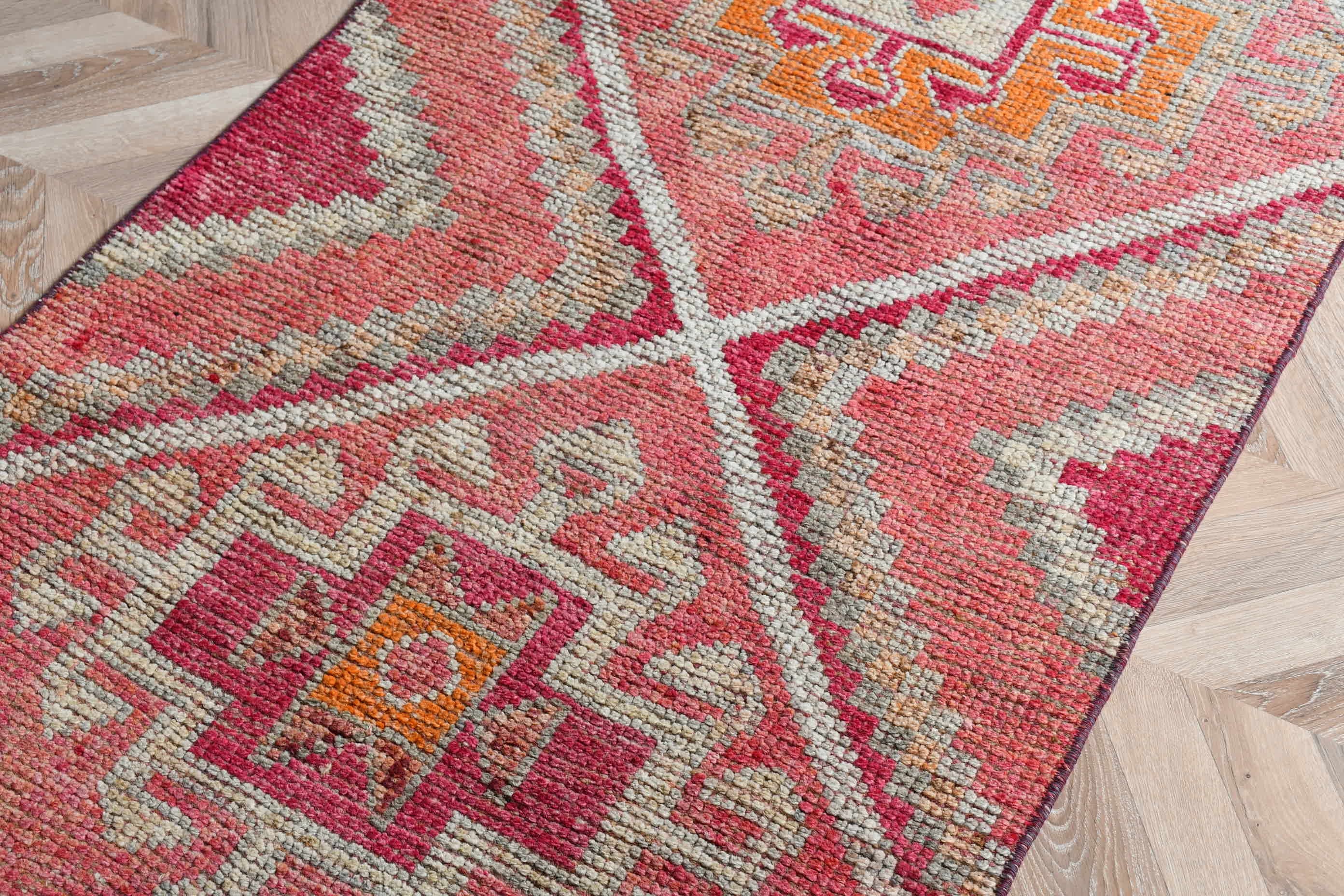 Pink Floor Rug, Kitchen Rug, Rugs for Hallway, 2.8x9.7 ft Runner Rugs, Turkish Rugs, Vintage Rugs, Outdoor Rug, Oriental Rug, Wool Rug