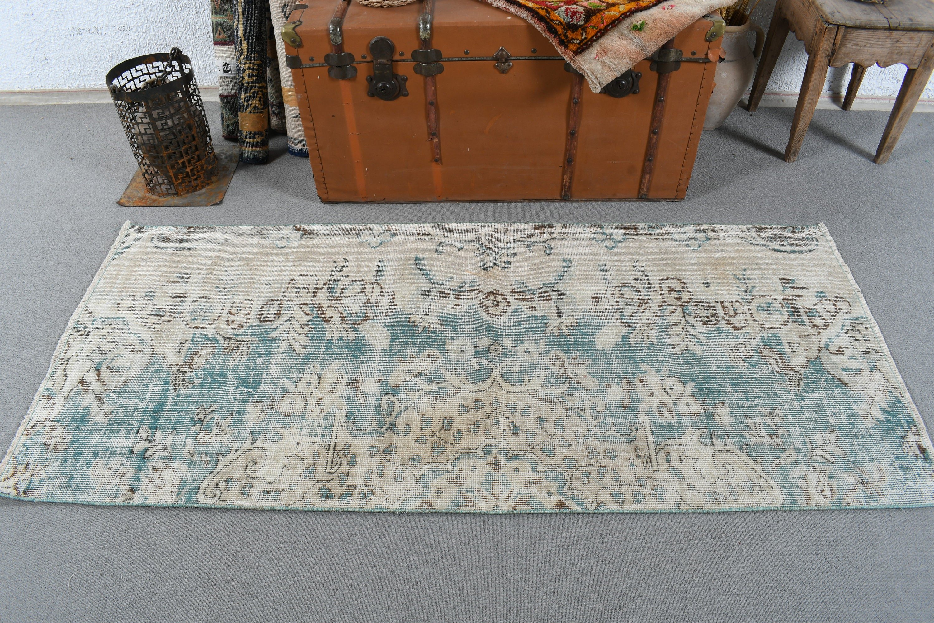 Vintage Accent Rugs, Beige Handwoven Rugs, 2.7x6 ft Accent Rugs, Flatweave Rug, Boho Accent Rug, Statement Rug, Vintage Rugs, Turkish Rugs