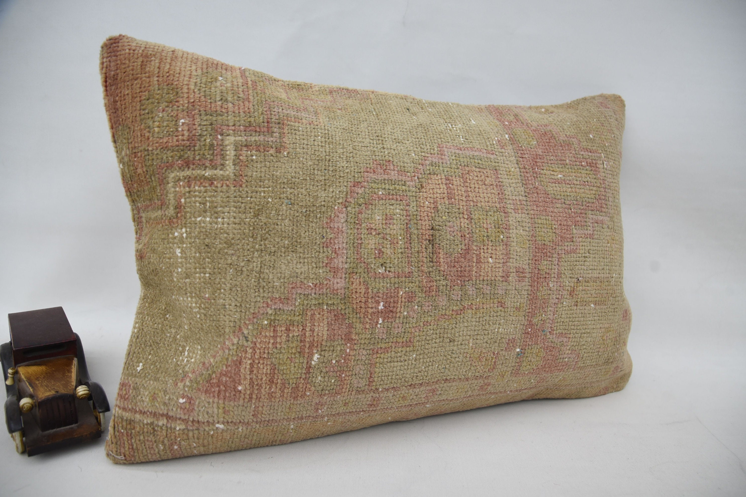 Yoga Pillow Case, Boho Pillow Sham Cover, 16"x24" Beige Pillow Cover, Ethnical Kilim Rug Pillow, Vintage Pillow Sham, Antique Pillows