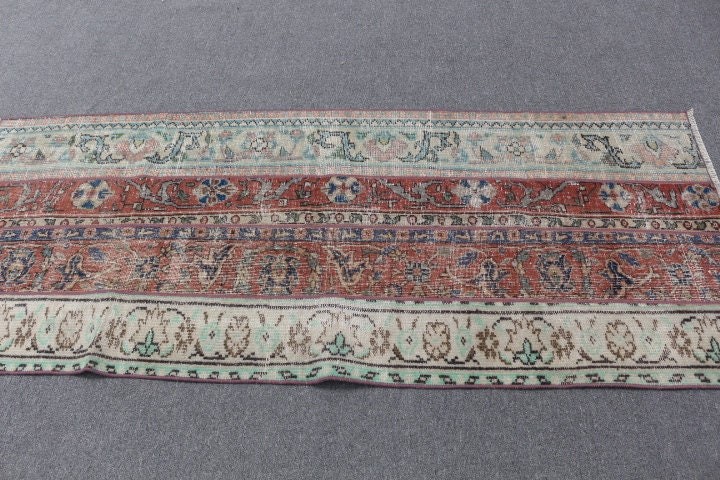 Oriental Rugs, Rugs for Entry, Vintage Rug, Kitchen Rugs, 2.8x6.9 ft Accent Rugs, Turkish Rug, Bedroom Rug, Green Moroccan Rugs, Pale Rugs