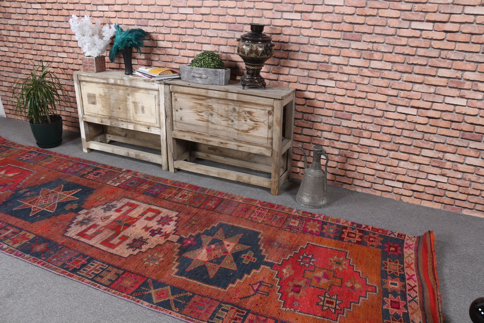 Türk Halıları, Mutfak Halıları, Sessiz Halı, Koridor Halısı, Turuncu Ev Dekor Halıları, Merdiven Halısı, 3.3x11 ft Runner Halıları, Vintage Halı