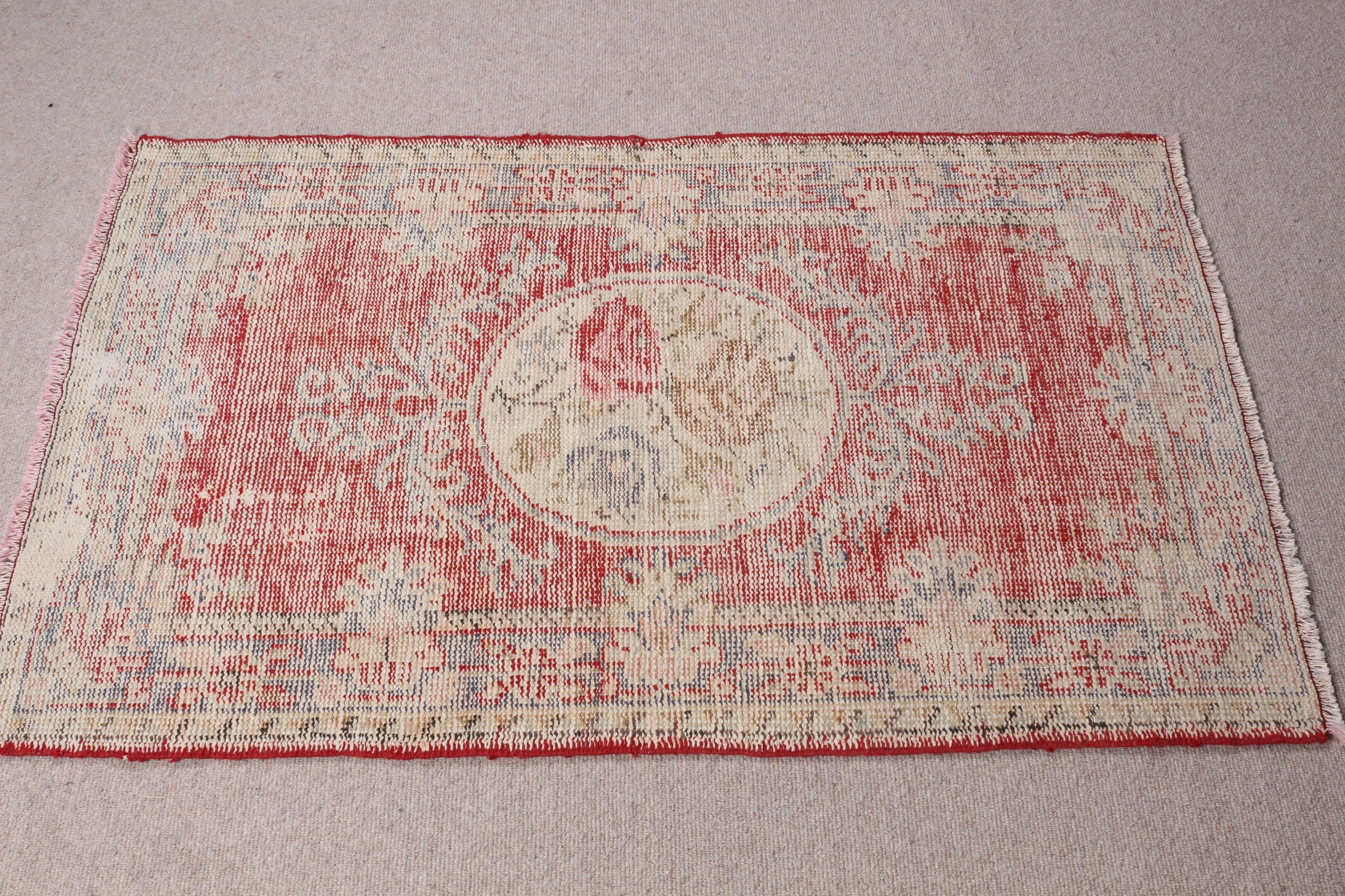 Vintage Rug, Rugs for Car Mat, Floor Rug, Turkish Rugs, Wall Hanging Rugs, Beige Moroccan Rug, 2.7x4.5 ft Small Rug, Bath Rug, Wool Rug