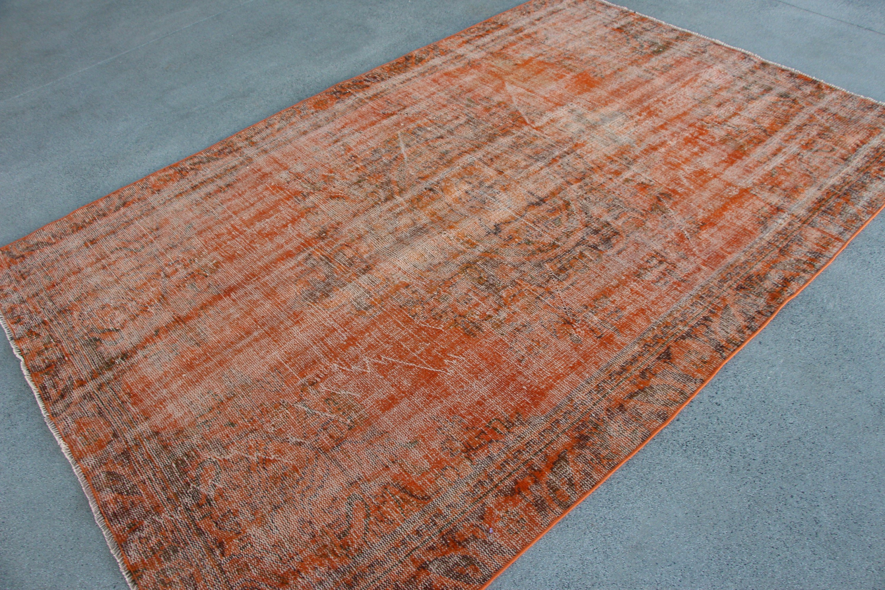 5.5x8.2 ft Large Rug, Rugs for Bedroom, Vintage Rug, Boho Rug, Bedroom Rug, Living Room Rug, Oushak Rug, Orange Anatolian Rugs, Turkish Rug