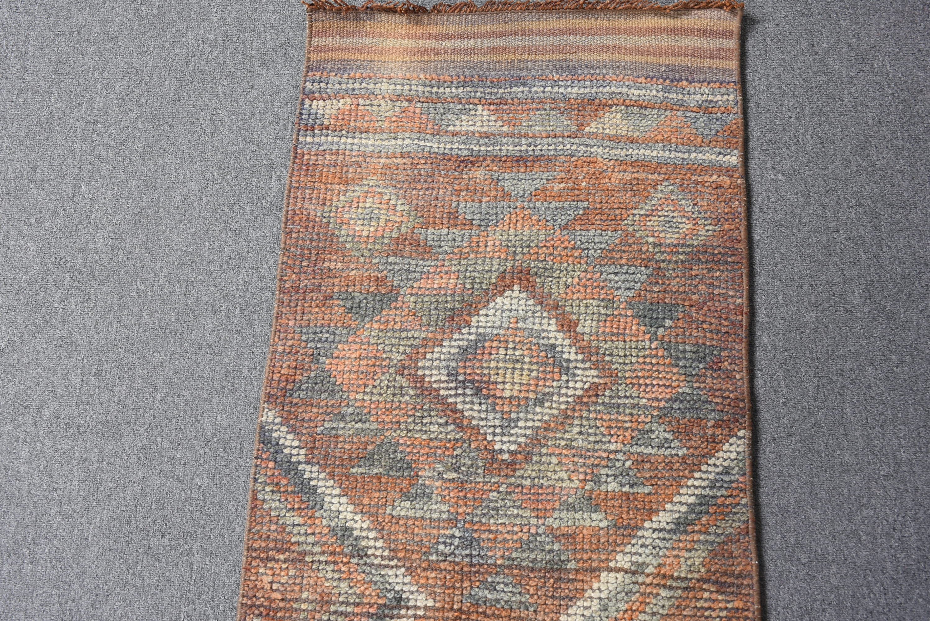 Vintage Rug, Dorm Rug, Corridor Rugs, 1.7x11.1 ft Runner Rug, Turkish Rugs, Home Decor Rug, Blue Wool Rug, Kitchen Rug