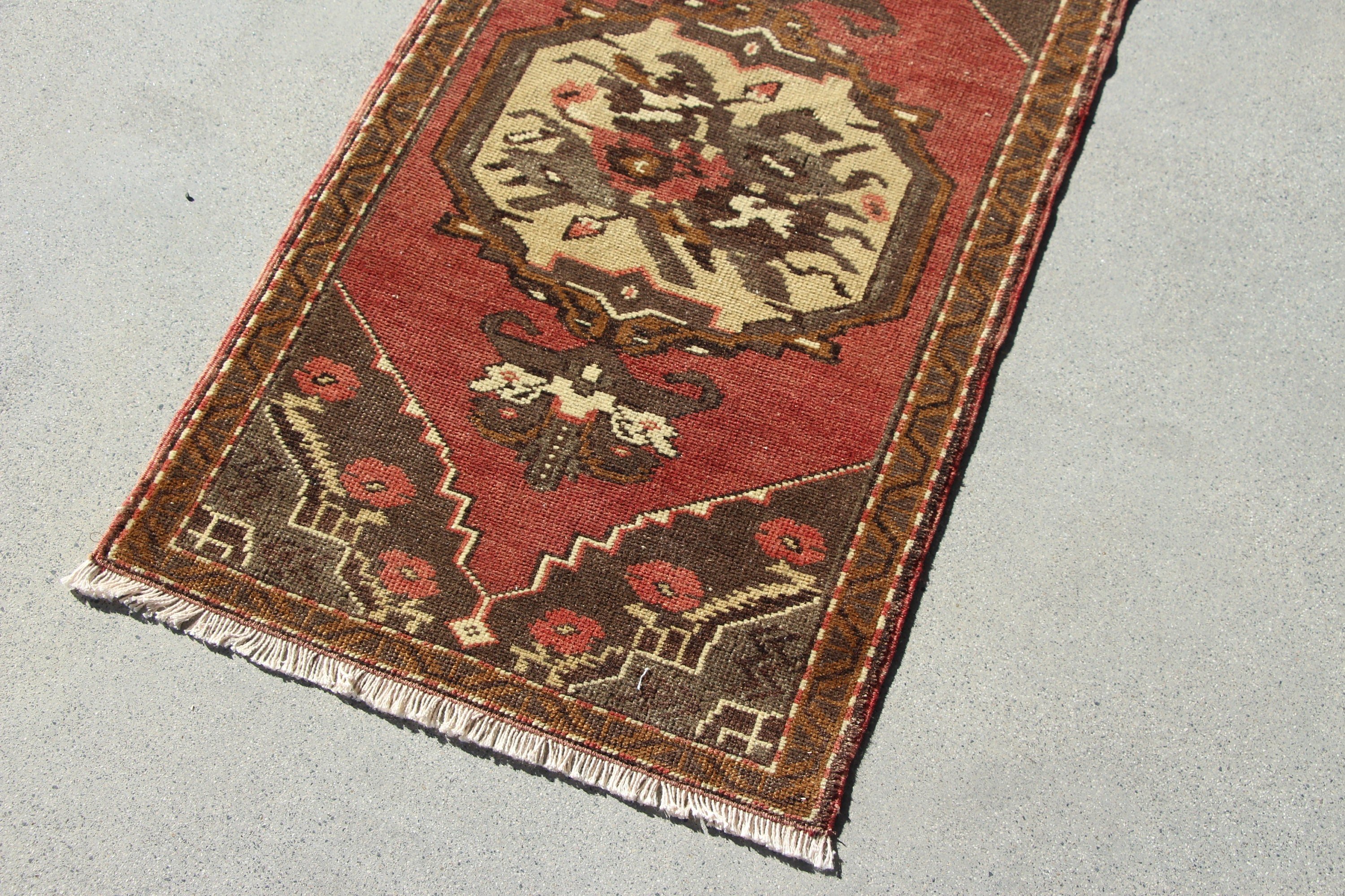 Bathroom Rug, Cool Rug, Vintage Rug, Nursery Rug, Rugs for Wall Hanging, Oriental Rug, Red Floor Rug, 1.7x3.1 ft Small Rug, Turkish Rug