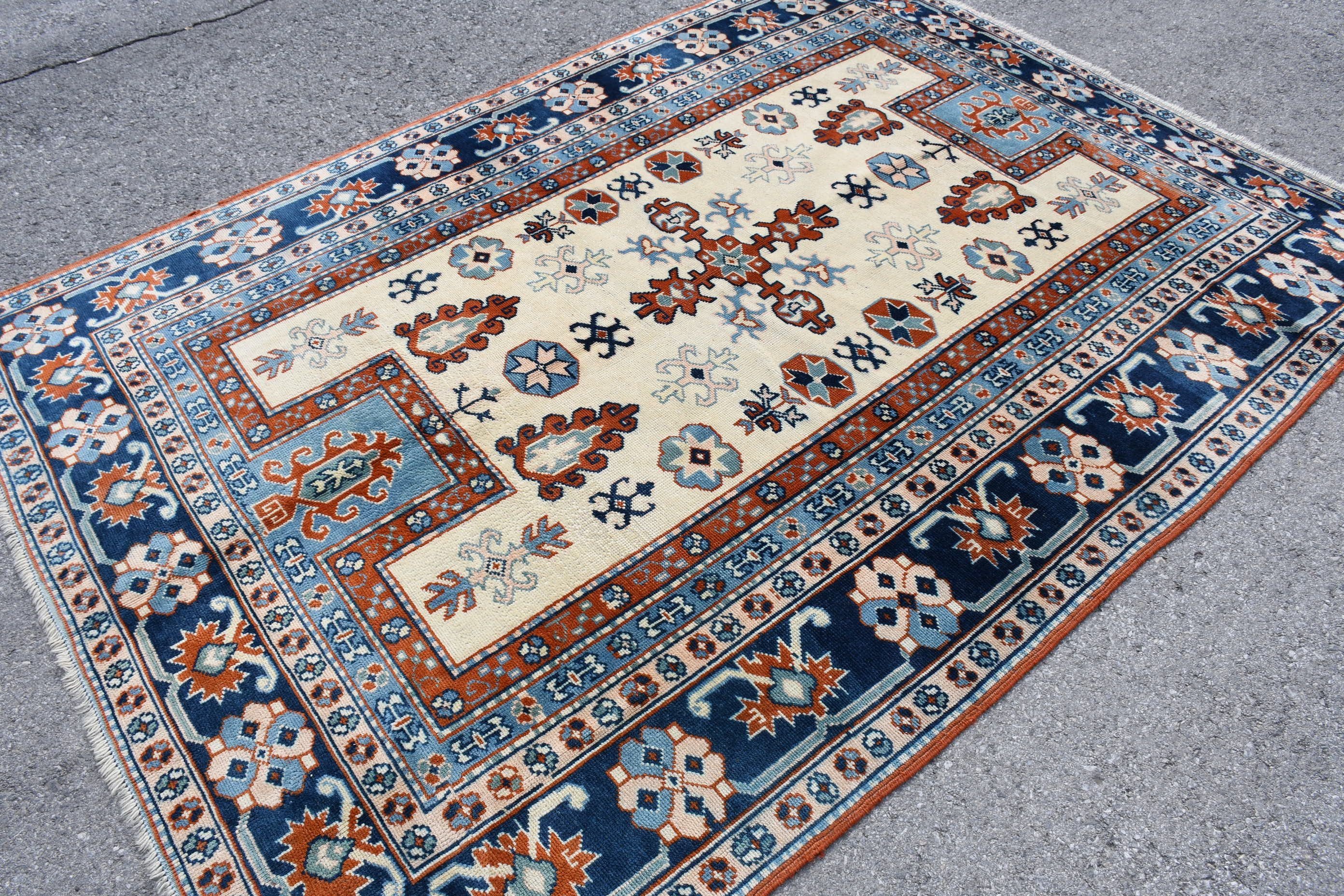 Living Room Rugs, Cool Rug, Turkish Rug, Ethnic Rugs, 5.8x8.2 ft Large Rugs, Dining Room Rugs, Blue Kitchen Rugs, Vintage Rug