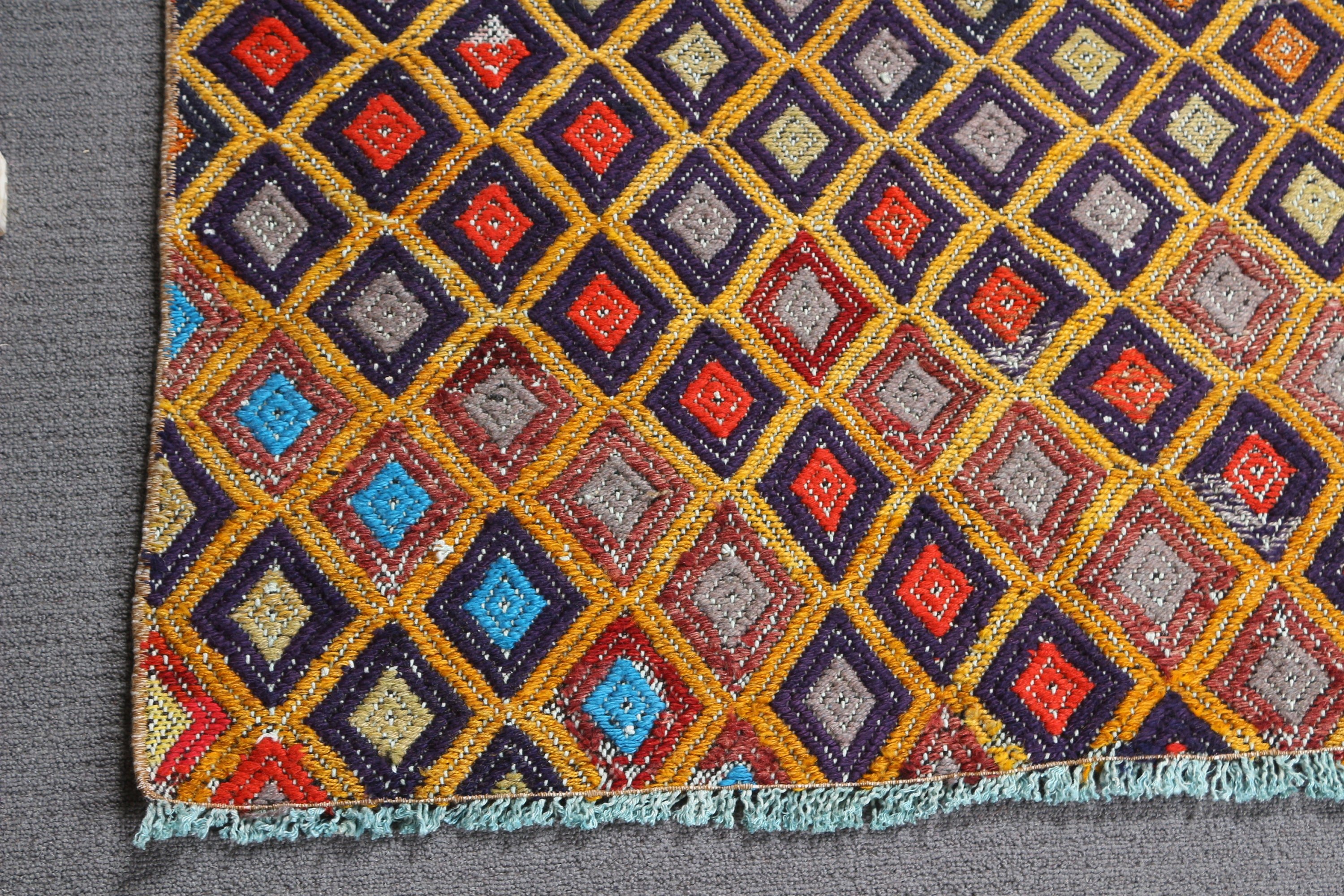 Duvara Asılı Halı, Oushak Halıları, Türk Halıları, 3.1x2 ft Küçük Halı, Vintage Halı, Kilim, Yatak Odası Halısı, Ev Dekor Halısı, Sarı Oryantal Halı