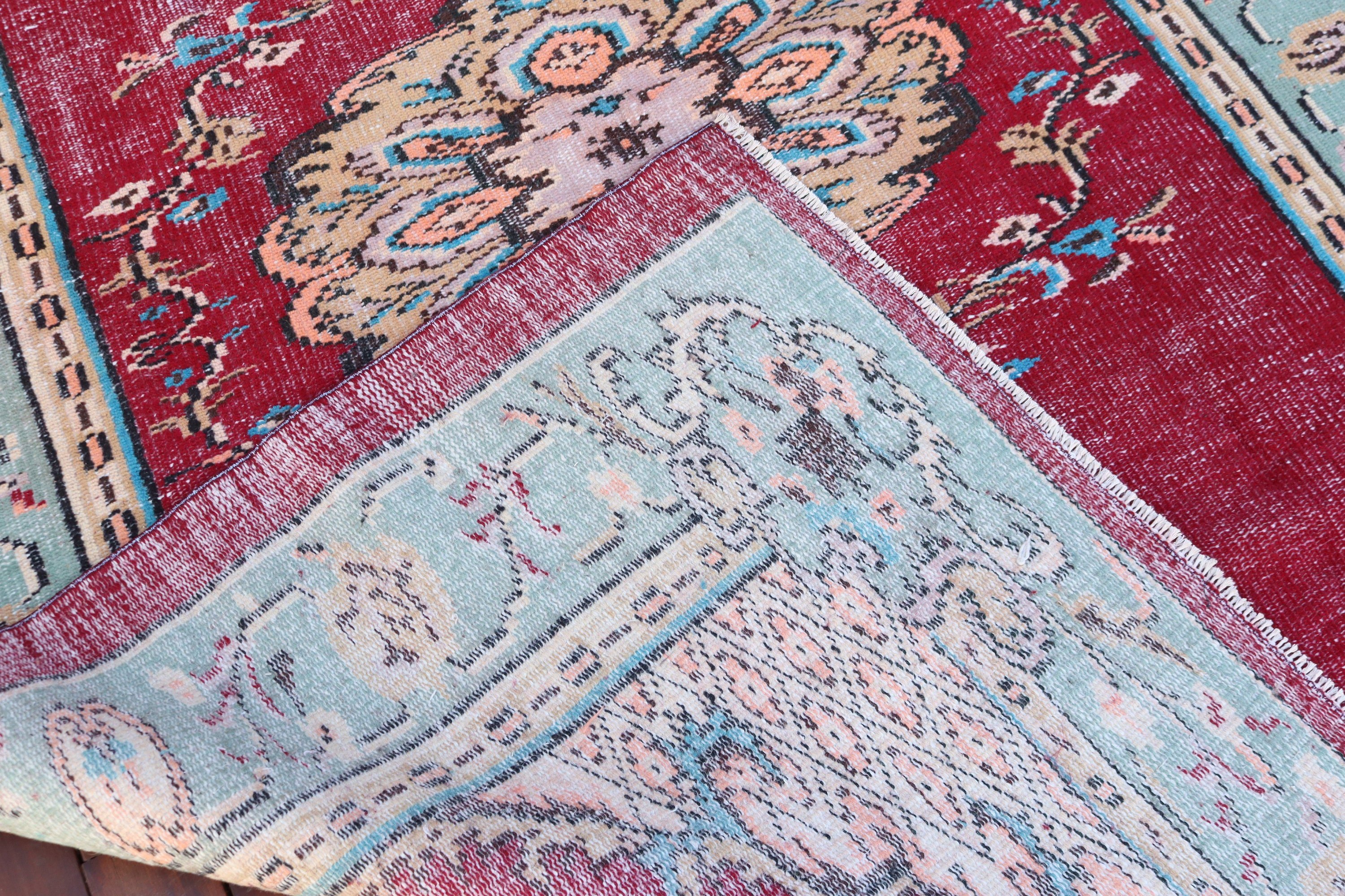 5.3x8.1 ft Büyük Halı, El Dokuma Halılar, Yemek Odası Halıları, Kırmızı Yer Halısı, Düz Dokuma Halılar, Boho Halı, Vintage Halı, Türk Halısı, Oturma Odası Halıları