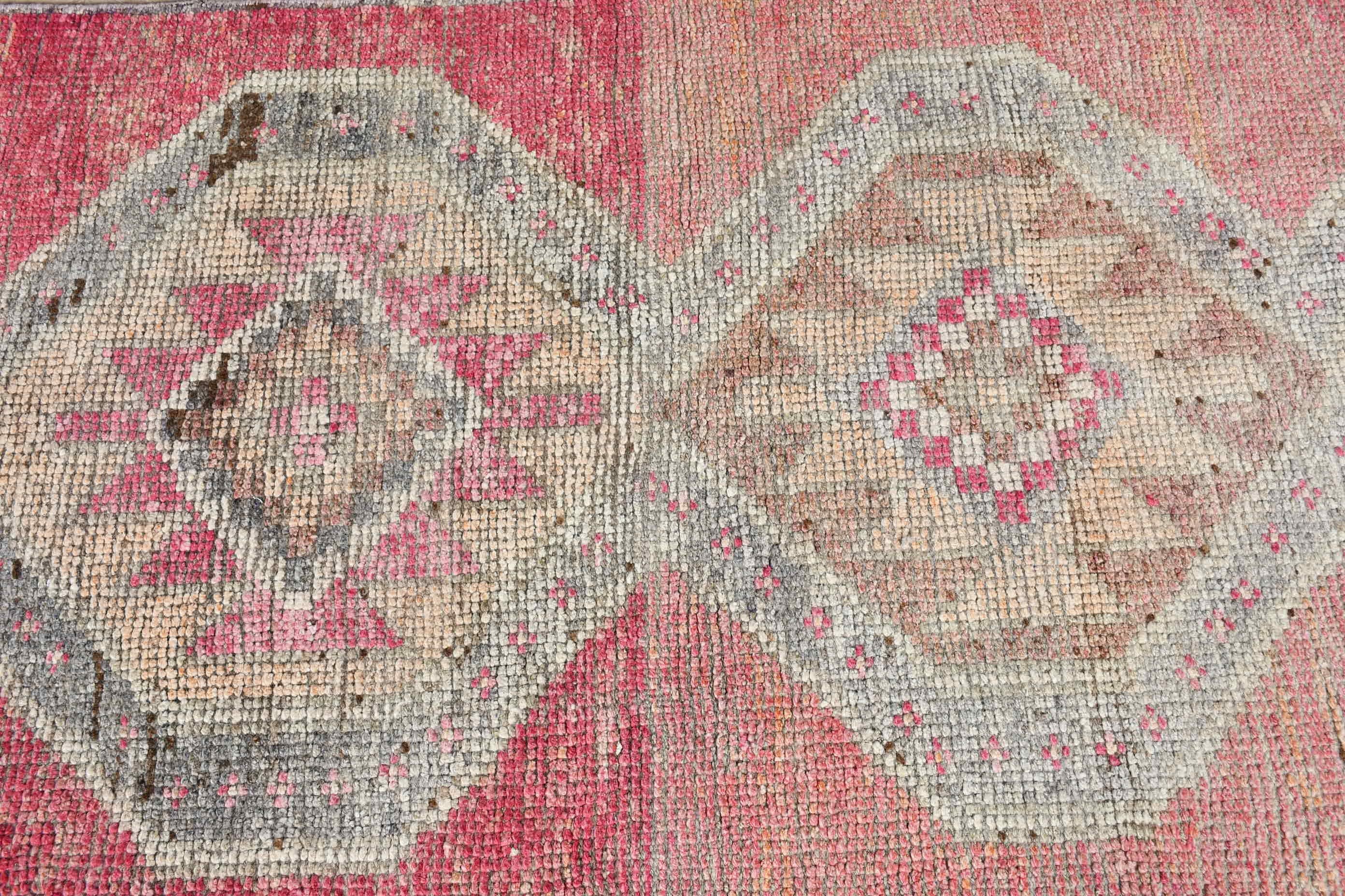 Havalı Halı, Koridor Halıları, Estetik Halılar, Pembe 3x9.4 ft Yolluk Halıları, Vintage Halı, Türk Halısı, Yer Halısı, Koridor Halısı