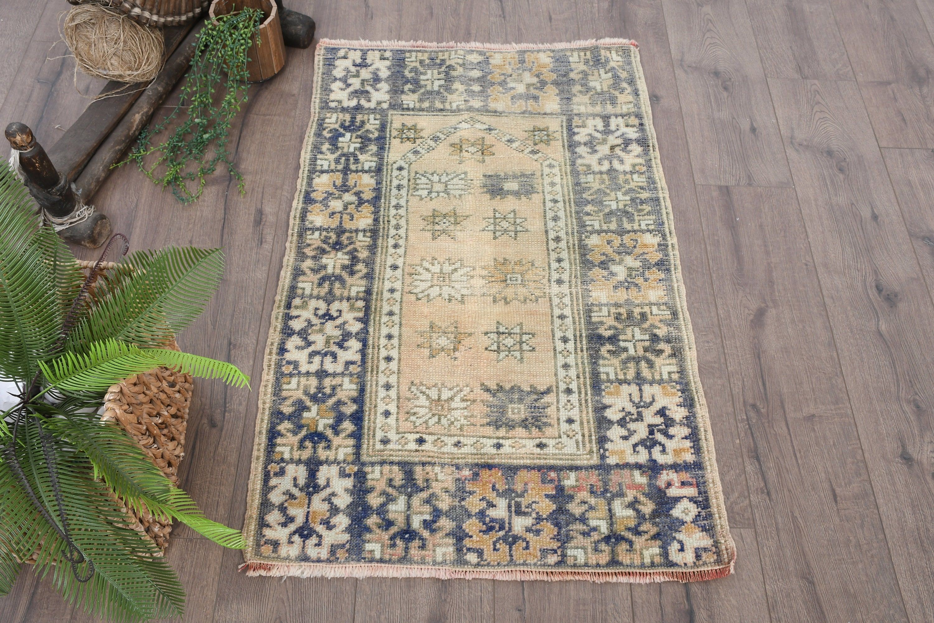 Rugs for Kitchen, Turkish Rugs, Entry Rug, Pale Rugs, Floor Rug, Yellow Wool Rug, Oushak Rug, Bath Rugs, Vintage Rug, 2.3x3.5 ft Small Rug