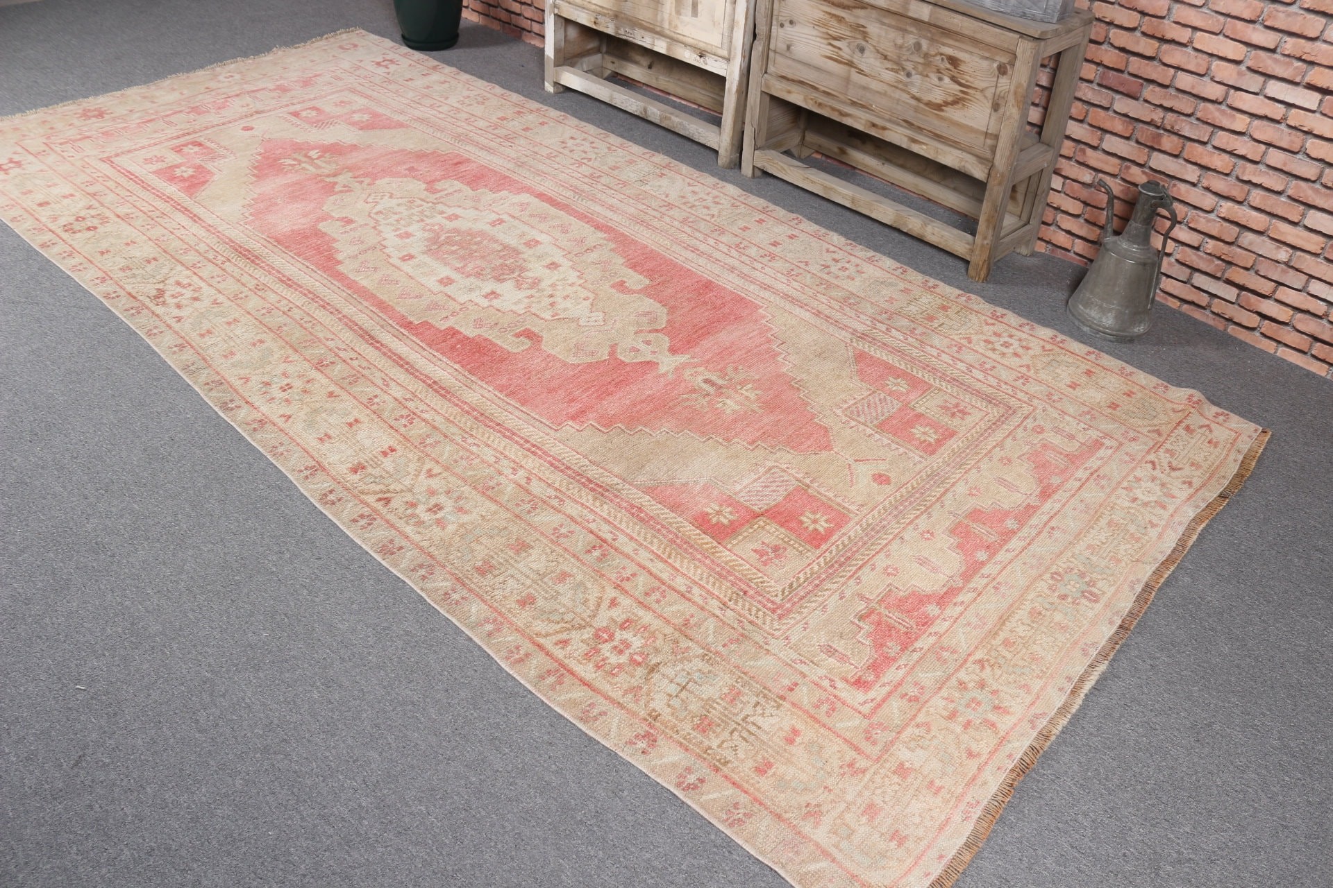 Beige Antique Rugs, Turkish Rug, 5x10.9 ft Large Rug, Vintage Rug, Bedroom Rug, Living Room Rugs, Tribal Rugs, Oushak Rugs, Kitchen Rugs